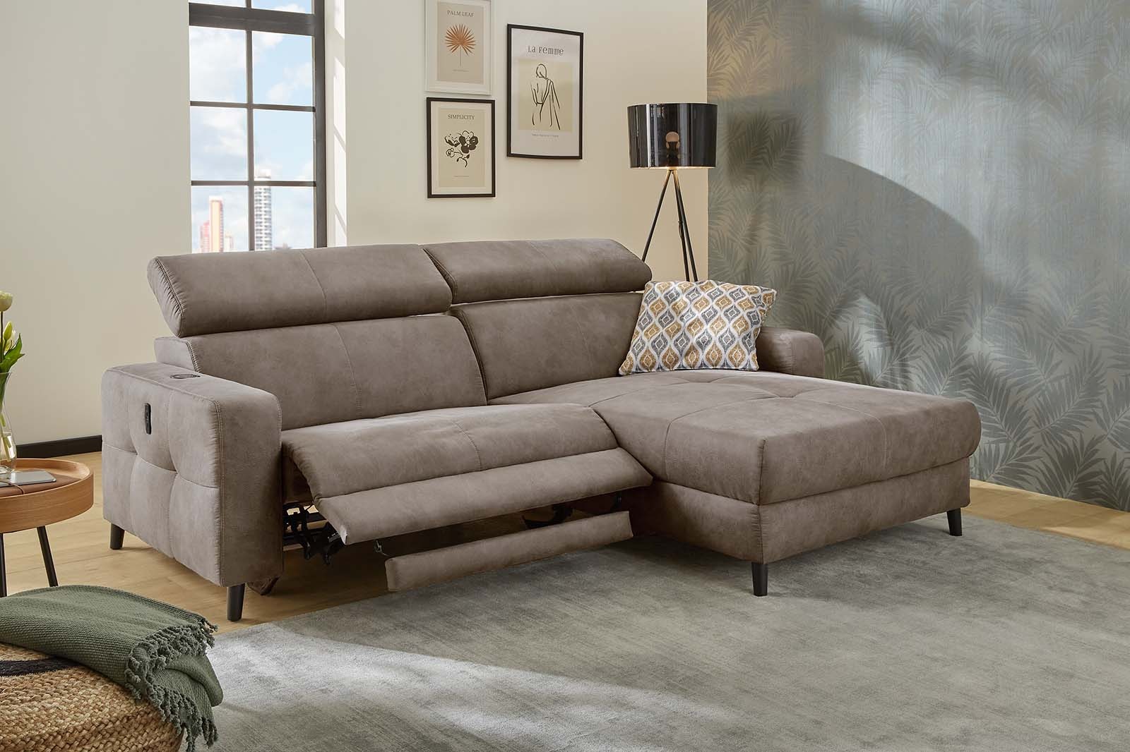 Jockenhöfer Gruppe Ecksofa »Doppio L-Form mit elektromotorischer Relaxfunktion und«, induktiver Lademöglichkeit + USB-A Ladeport, verstellbare Kopfstützen