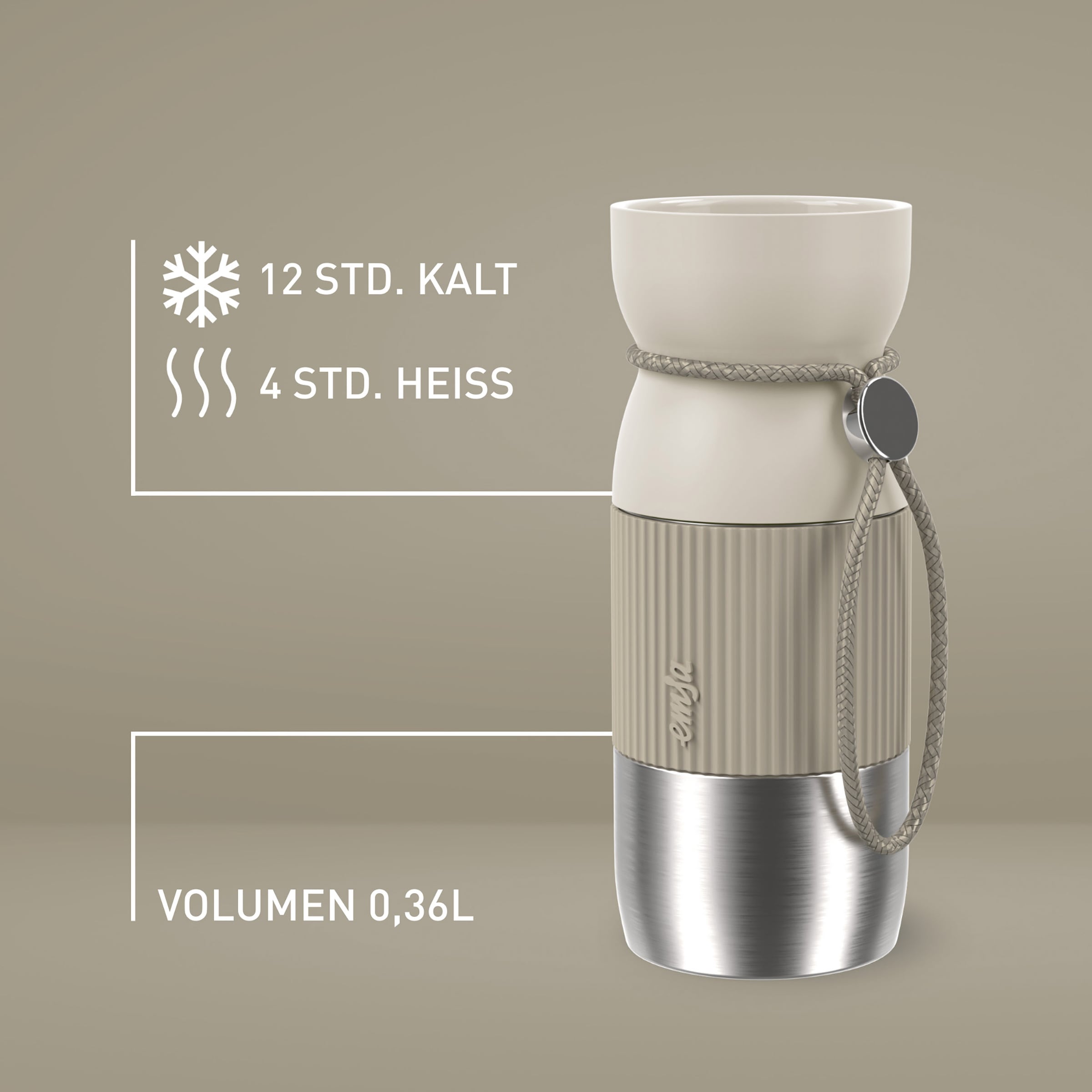 Emsa Thermobecher »beYou Cup« 0,36 Liter, aromatischer Trinkgenuss, 100% dicht, mit Trageband