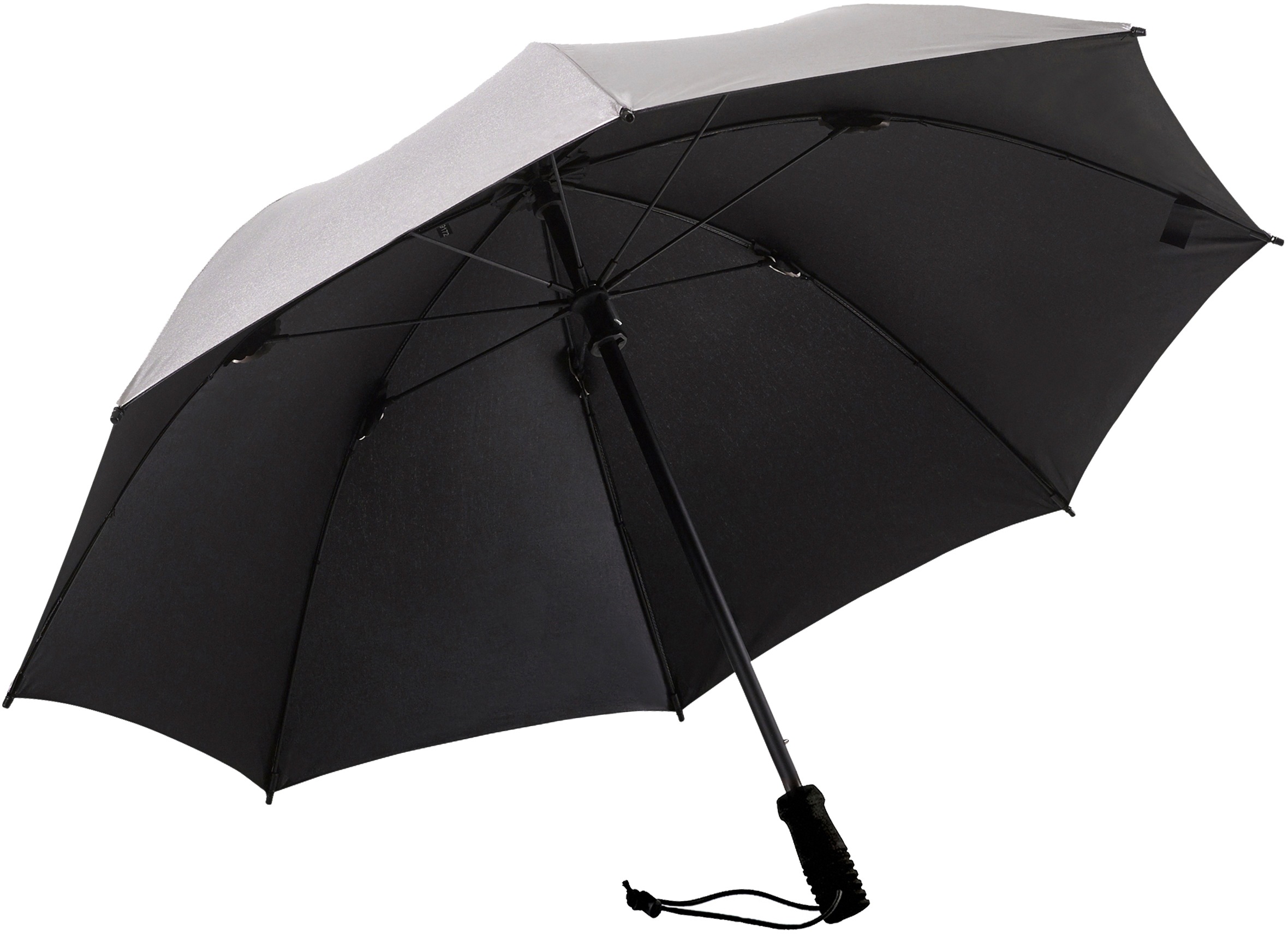 EuroSCHIRM® Stockregenschirm »Swing handsfree, silber«, verlängerbarer Schaft, handfrei tragbar und mit UV-Schutz 50+