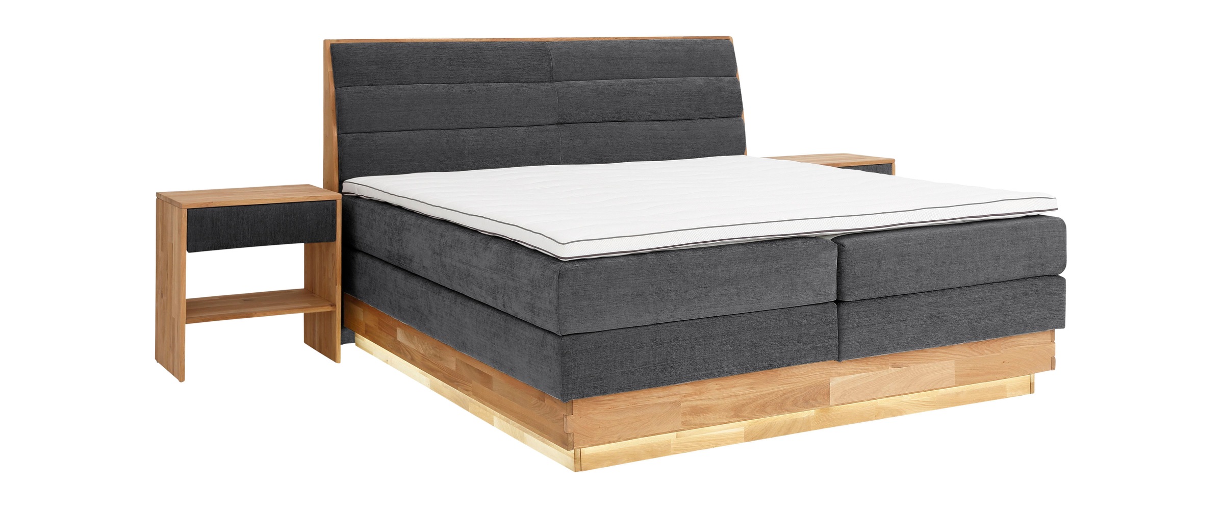 OTTO products Boxspringbett, LED-Beleuchtung, mit zertifizierten, recycelten Bezugsstoffen