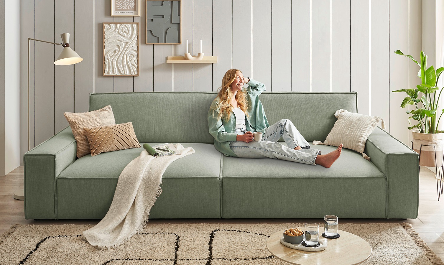Home affaire Big-Sofa »NEU: SHERWOOD XXL, Big-Sofa (316cm), extra tiefe Sit günstig online kaufen