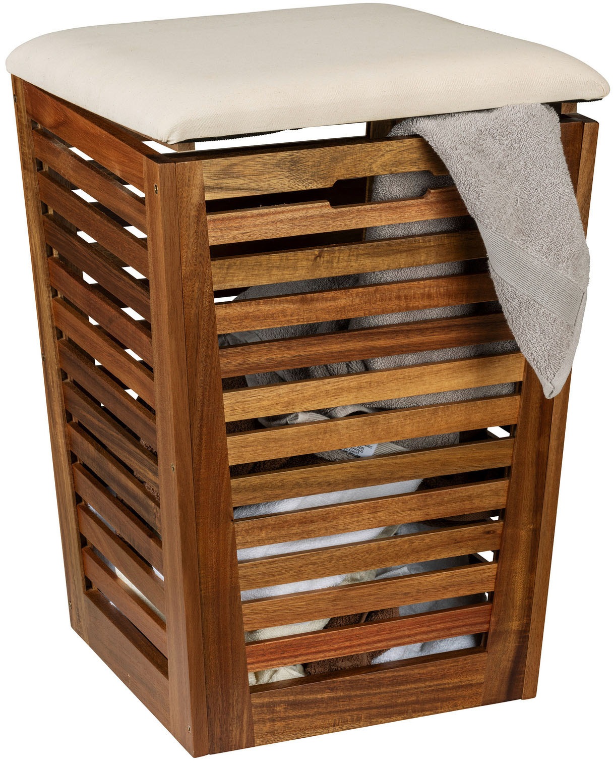 WENKO Wäschetruhe »Fondi« Wäschetruhe, auch als Sitzhocker nutzbar, Akazienholz, 55 l Baumwolle, Massivholz