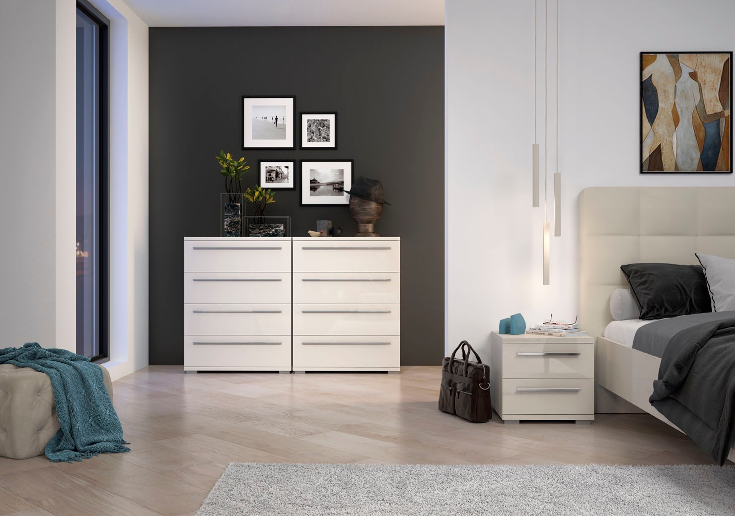 Places of Style Schubkastenkommode »Piano, mit 4 oder 5 Schubladen, FSC-zertifizierter Holzwerkstoff«, UV lackiert hochglänzend,Soft-Close Funktion, in 2 Breiten und 2 Höhen