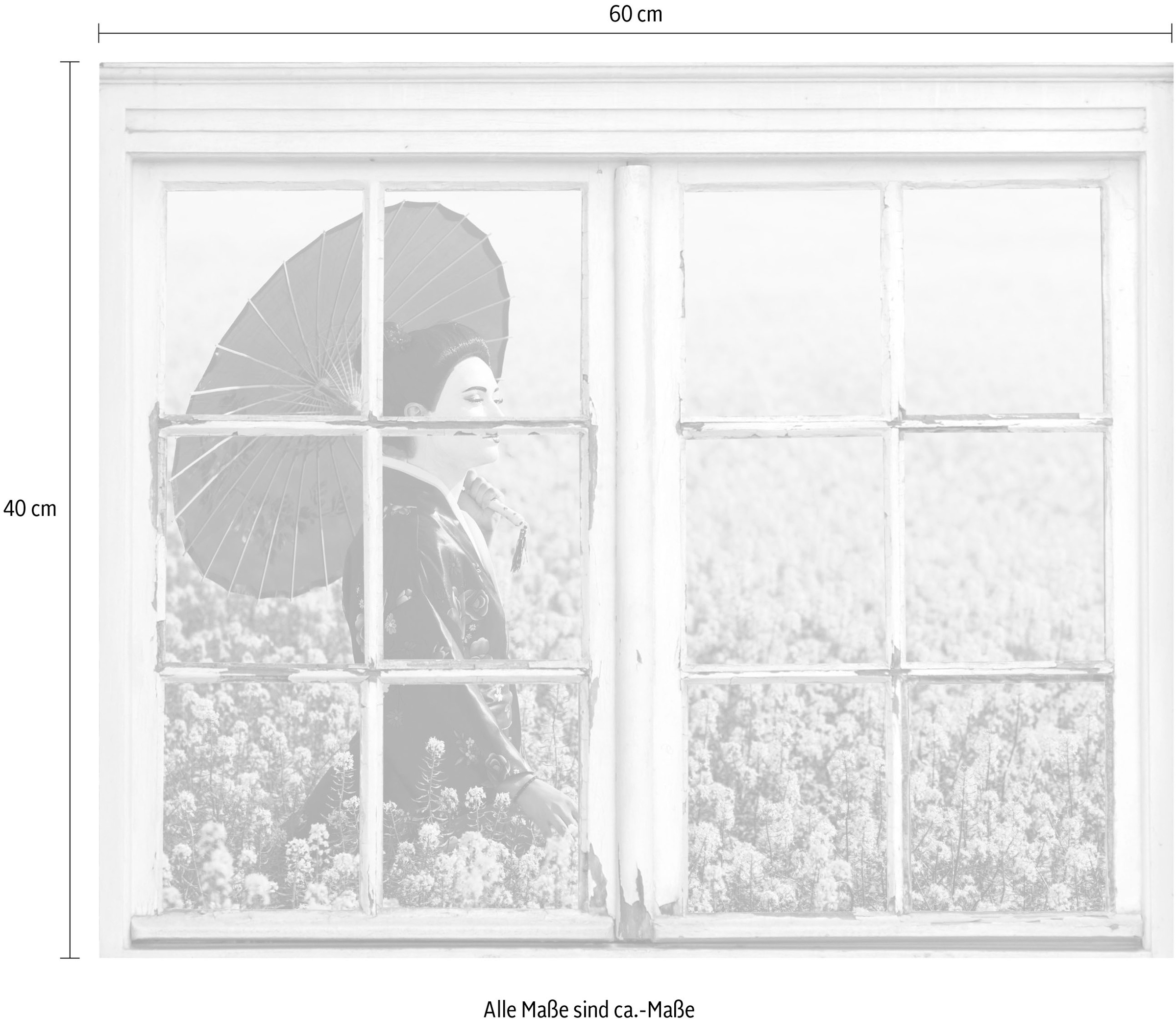 queence Wandsticker »Frau in Blumenwiese«, Wandsticker, Wandbild, selbstklebend, Blumen, Blüten, Blumenwiese