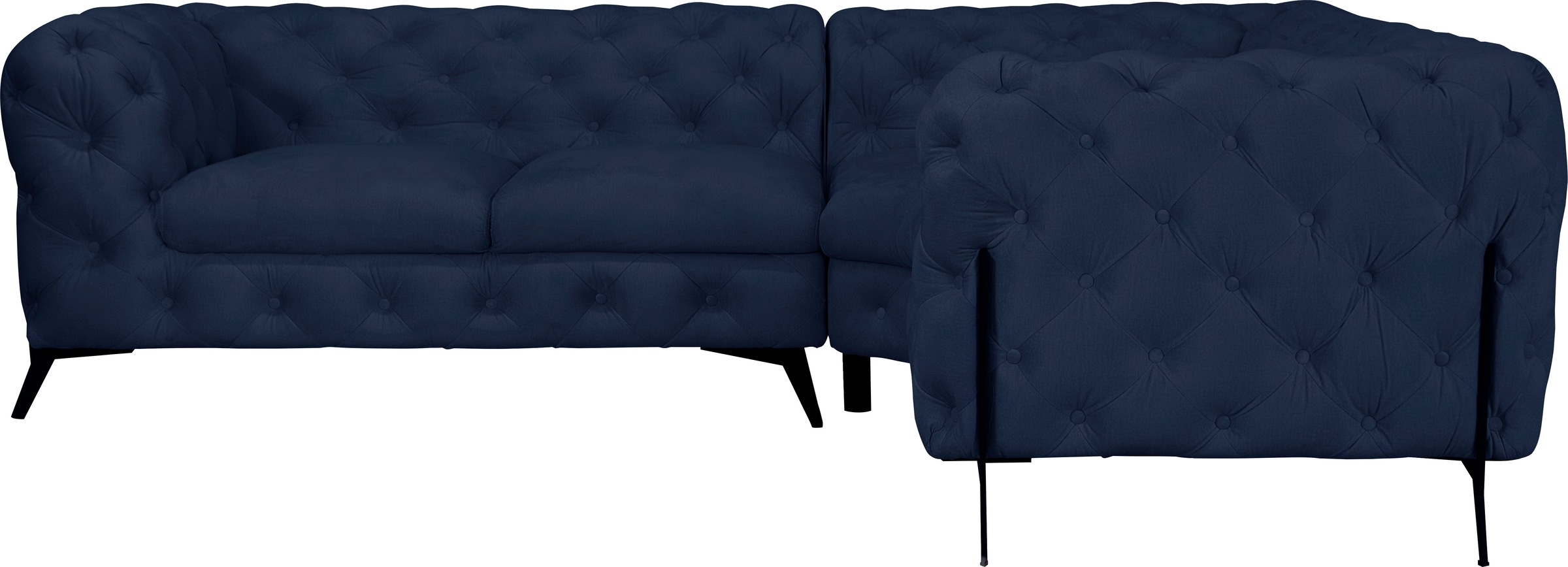Leonique Chesterfield-Sofa »Amaury L-Form«, Chesterfield-Optik, Breite/Tiefe je 262 cm, Fußfarbe wählbar