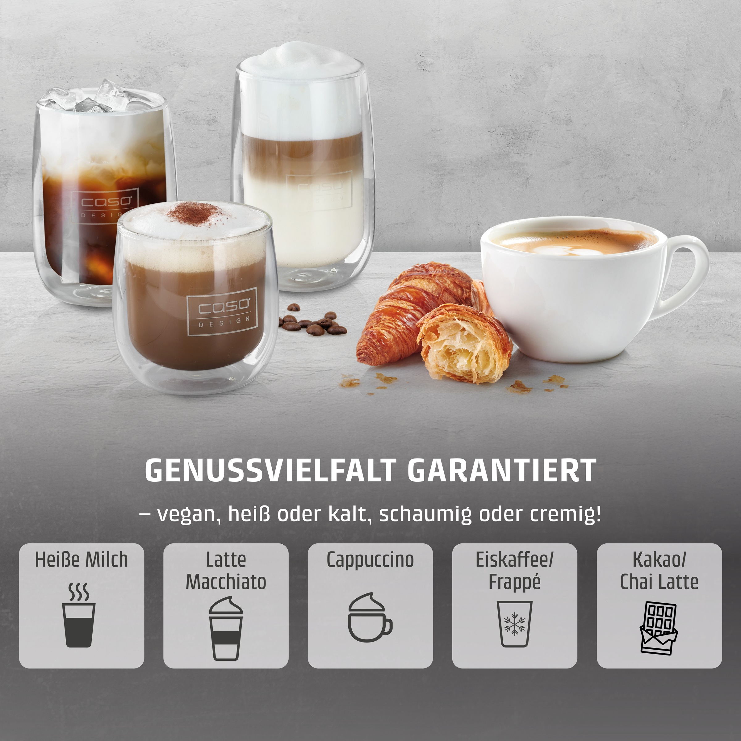 Caso Milchaufschäumer »1661 CappuLatte« 600 W Vielfältiger Milchgenuss dank 5 Funktionen