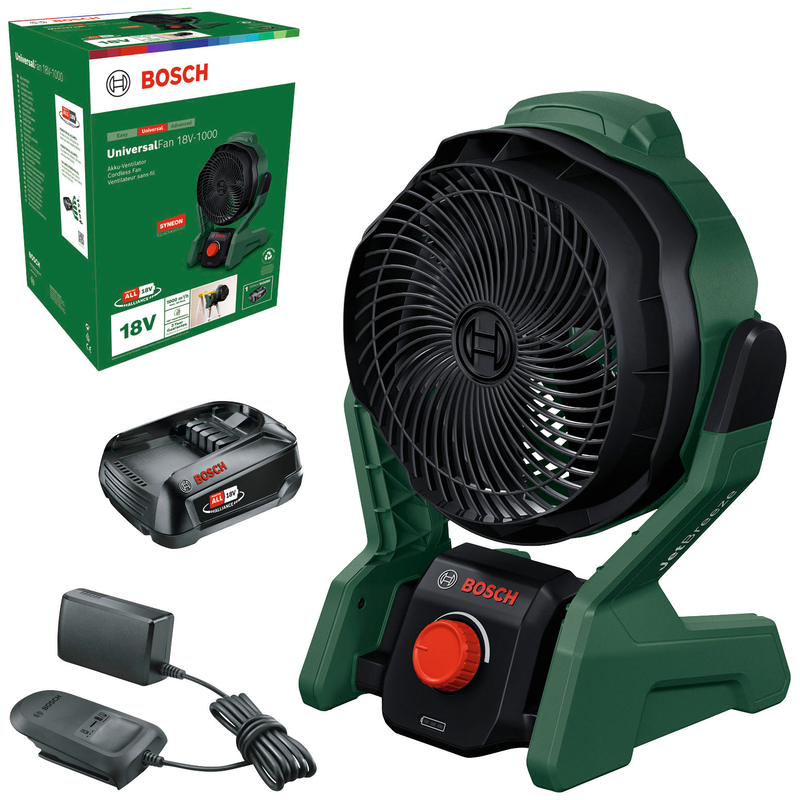 BOSCH HOME & GARDEN Standventilator »UniversalFan 18V-1000« 22, 5 cm Durchmesser inkl. Akku und Ladegerät grün Unbegrenzte Freiheit – Kompatibel...