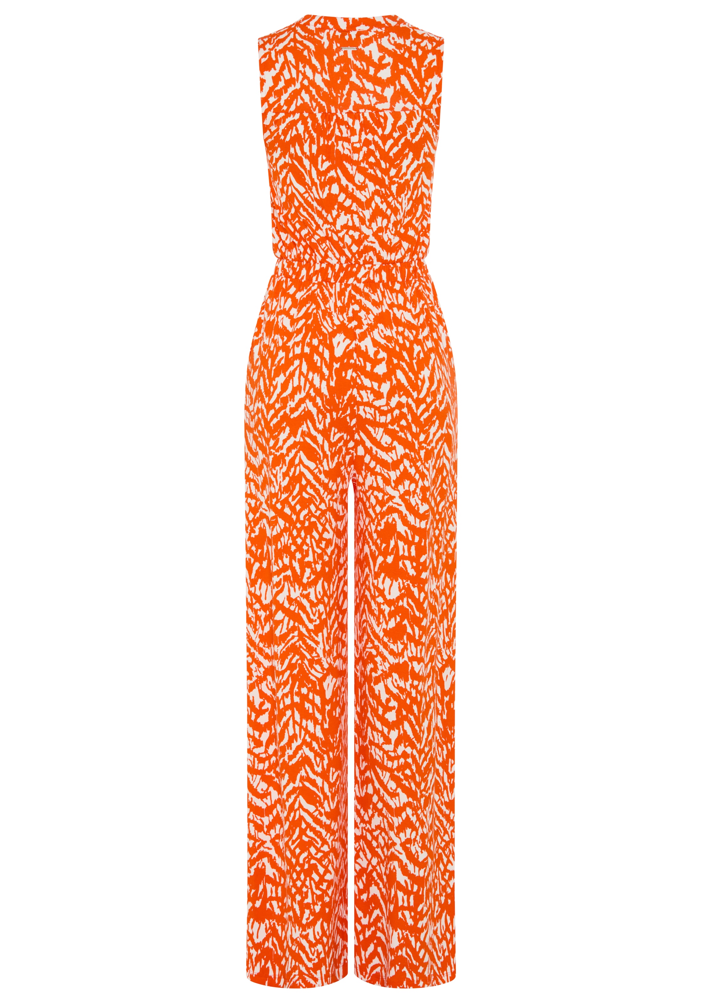 Laura Scott Jumpsuit mit sommerlichem Muster, modisch weites Bein und Knopfleiste