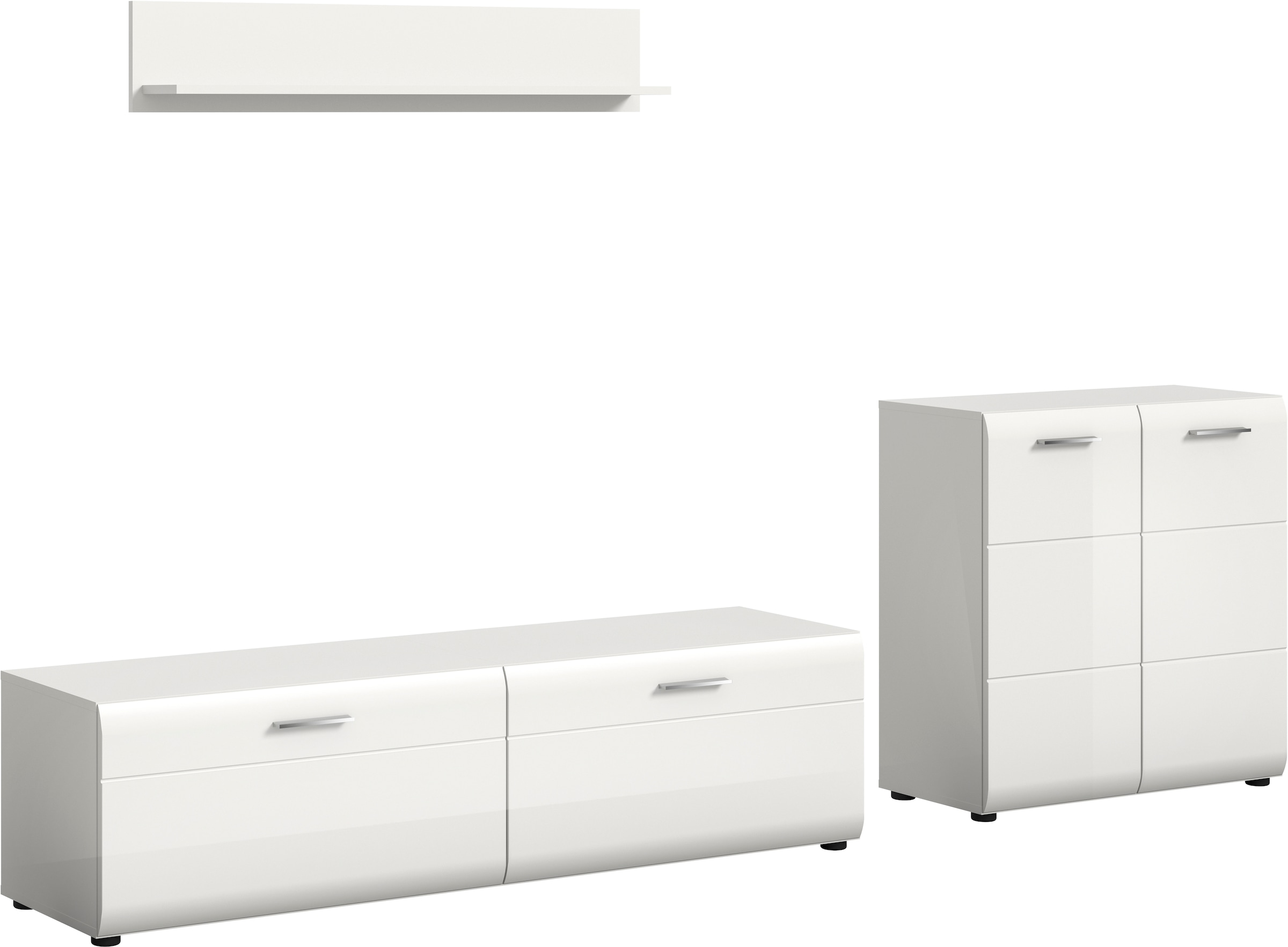 Home affaire Wohnwand »FLORENZ, 3-teilige Wohn-Kombination, hochwertige MDF-Front« Set, Set, best. aus: 1 Kommode, 1 Lowboard, 1 Wandboard, 3 Stk. tlg.