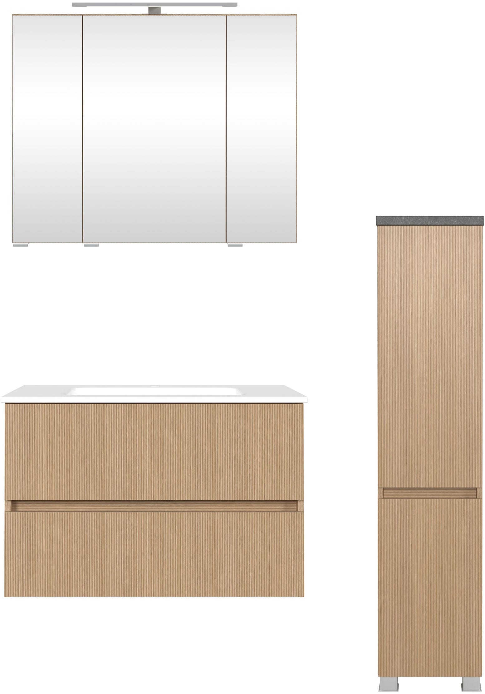 welltime Badmöbel-Set »EIXO, Set aus Spiegelschrank, Waschtisch und Midisch günstig online kaufen