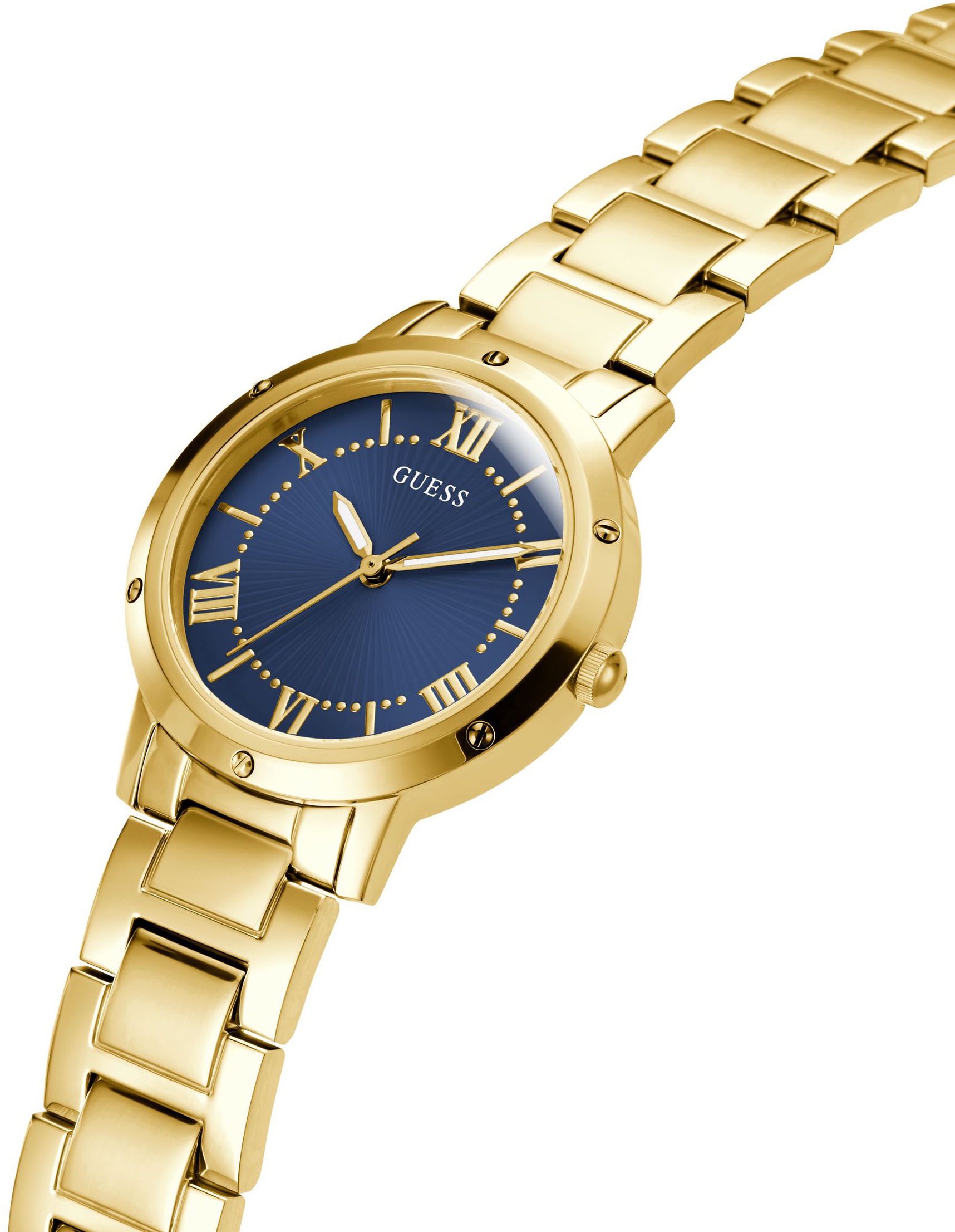 Guess Quarzuhr »DAWN«, Armbanduhr, Damenuhr, Edelstahlarmband