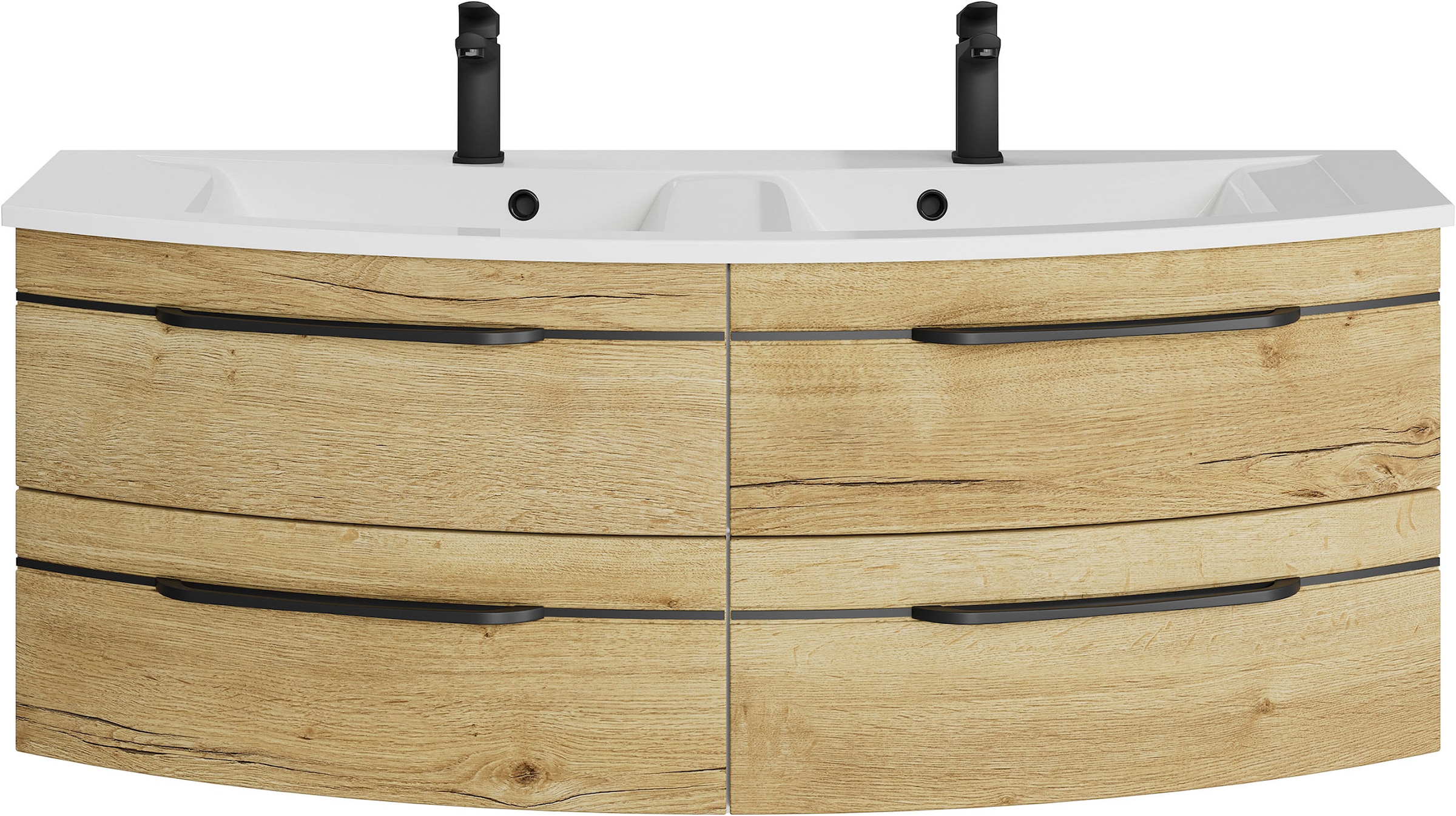 Saphir Waschtisch »Serie 7045 Mineralmarmor-Waschtisch und Unterschrank, 131 cm breit«, Waschplatz mit 4 Schubladen, Badmöbel Set mit Waschtisch