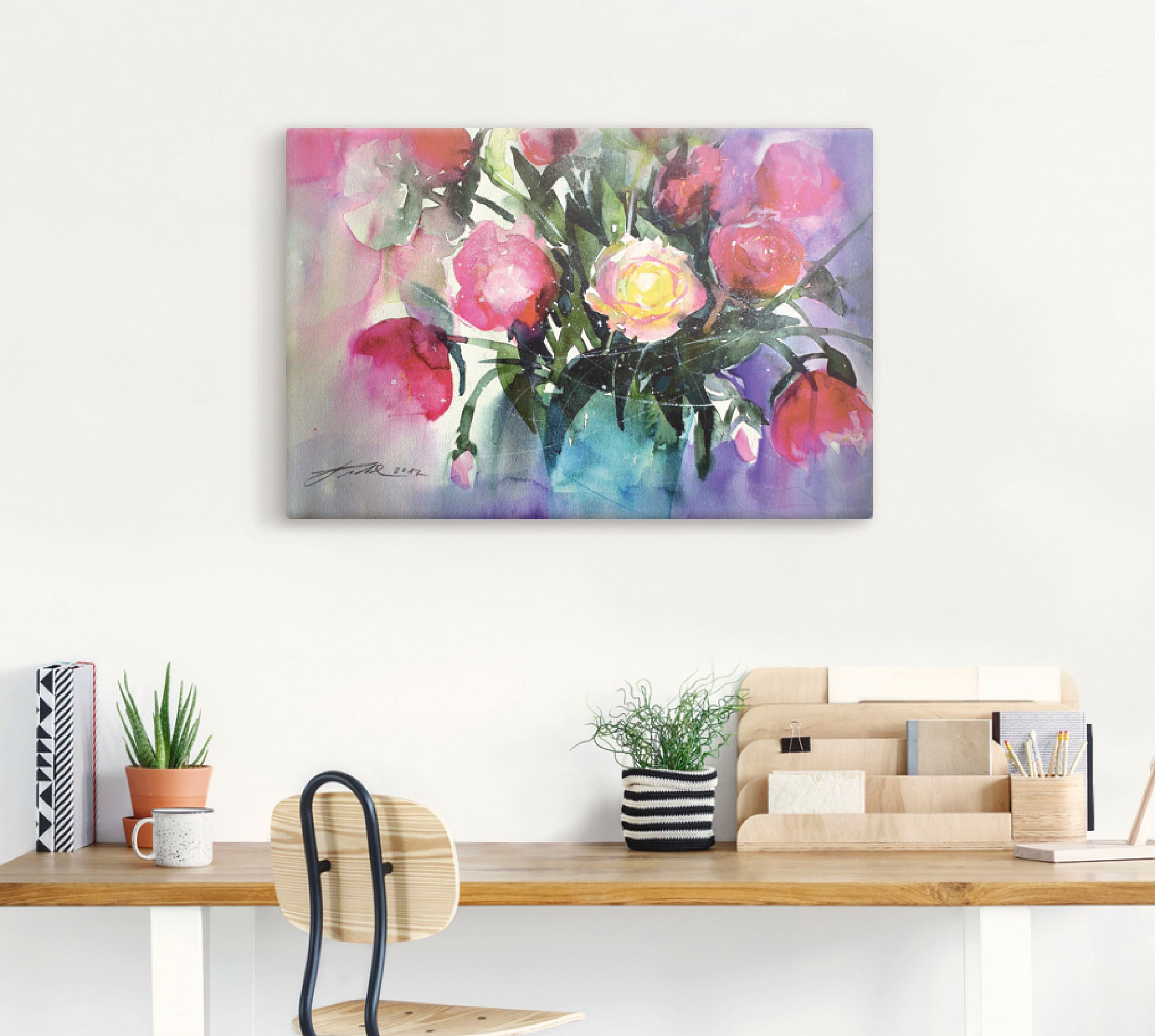 Artland Wandbild »Pfingstrosen in Vase«, Arrangements, (1 St.), als Leinwan günstig online kaufen