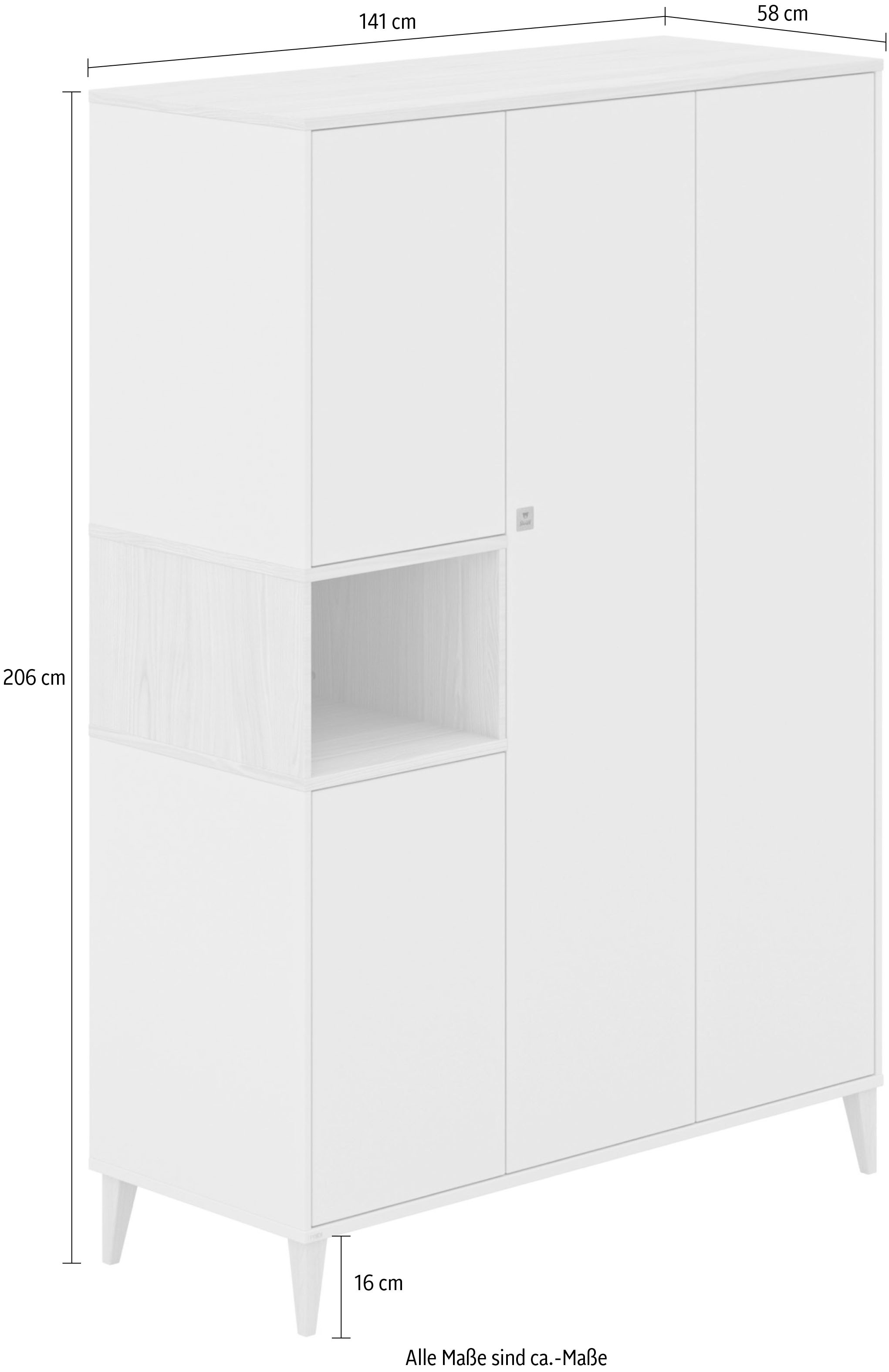 PAIDI Kleiderschrank »MILA & BEN Steiff by PAIDI«, mit 4 Türen, inklusive Einlegeböden und 2 Kleiderstangen