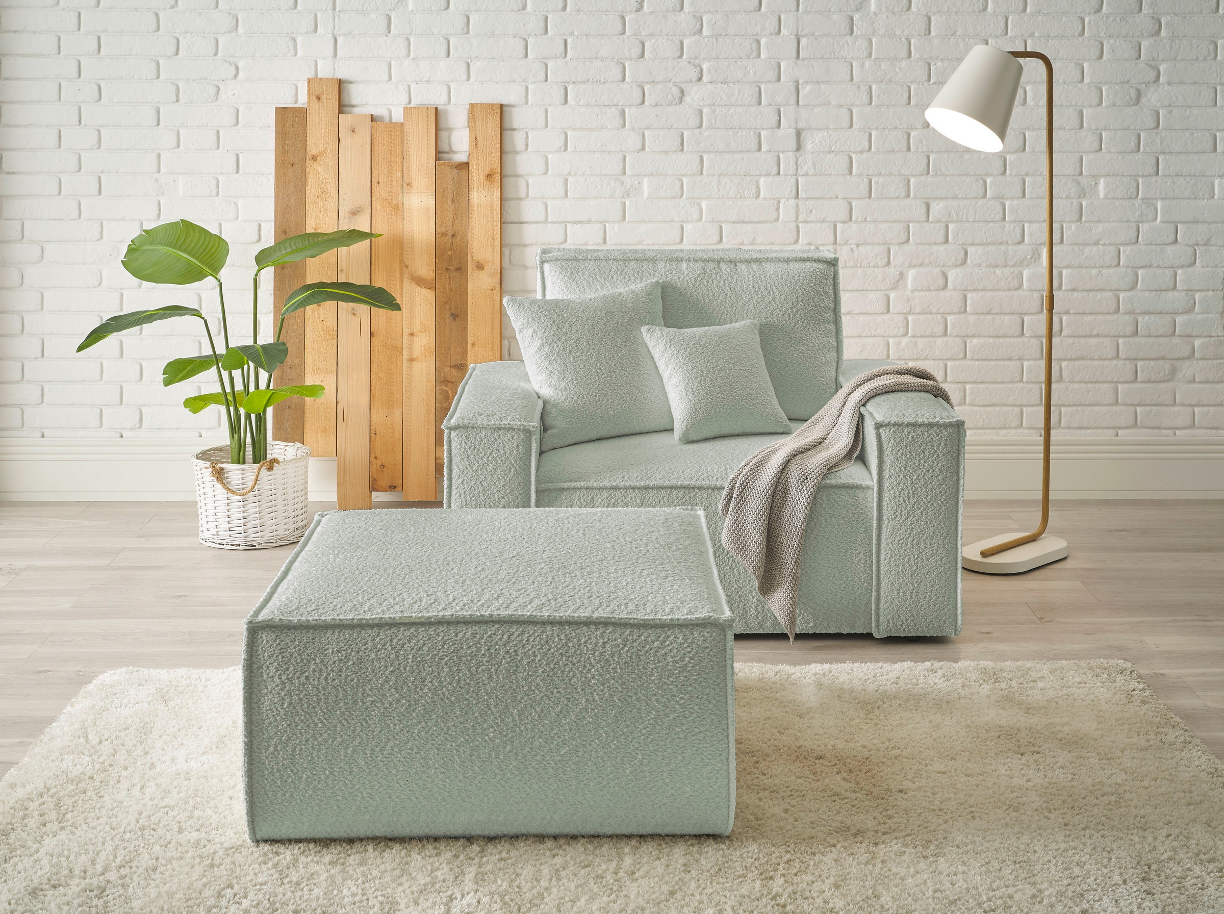 andas Loveseat »FINNLEY, Loveseat & Hocker im Set, trendige Stoffe, inkl. Z günstig online kaufen