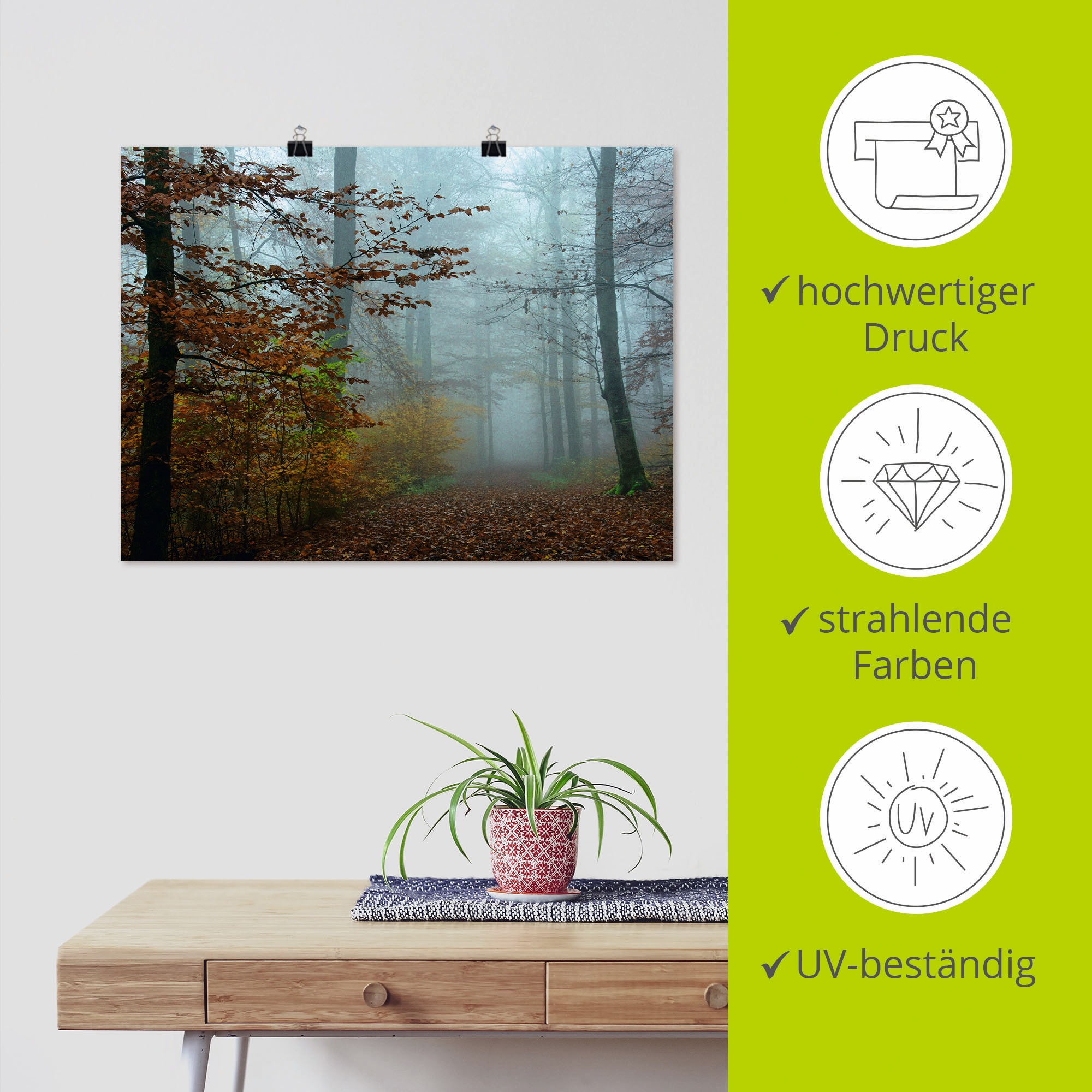 Artland Wandbild »Nebel im Herbstwald«, Wald, (1 St.), als Leinwandbild, Poster, Wandaufkleber in verschied. Größen