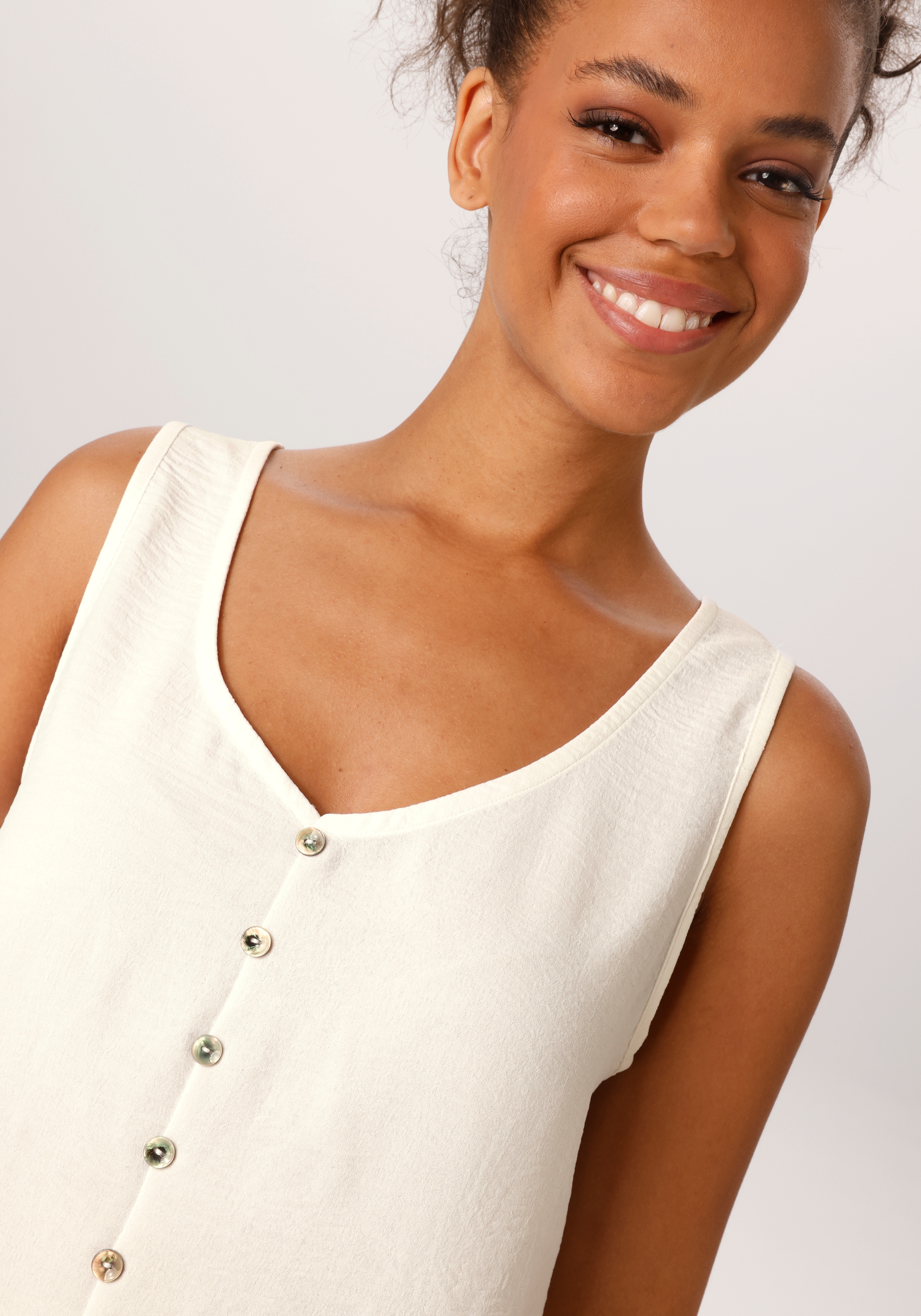 Aniston CASUAL Blusentop in Leinen-Optik