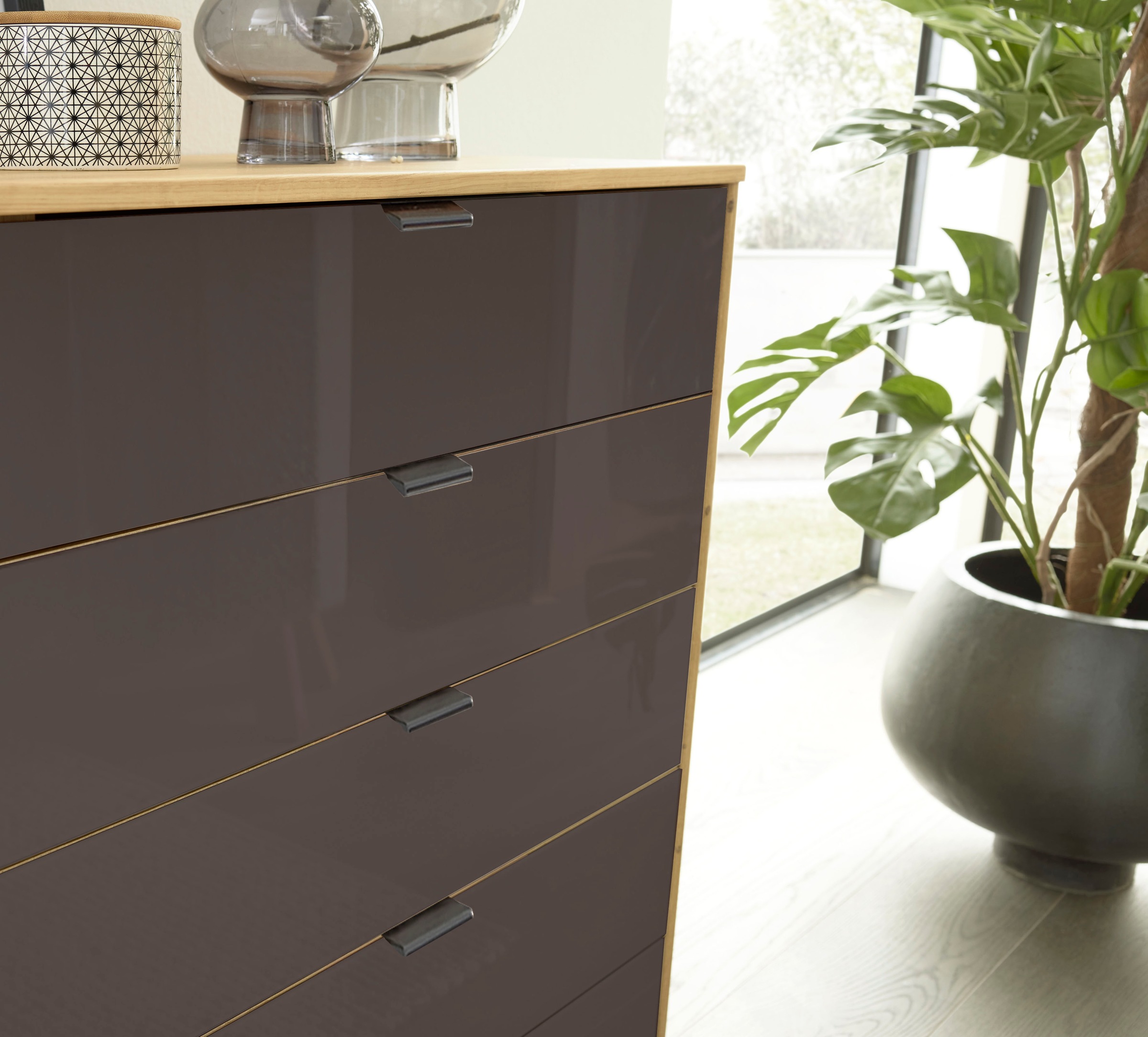 WIEMANN Kombikommode »Cardiff Sideboard, Wäscheschrank, teilmassiv Bianco-Eiche, Schubladen« Kommode 120x86x43 cm, braun, mit Dämpfung, MADE IN GERMANY,  verschiedenen Ausführungen, inklusive Einlegeboden