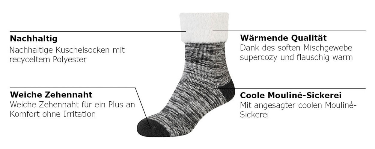 Camano Socken »warm & cozy«, (2er Pack), Mouline Cosy Socks, wärmende Qualität, sanfte Zehennähte, komfortabel