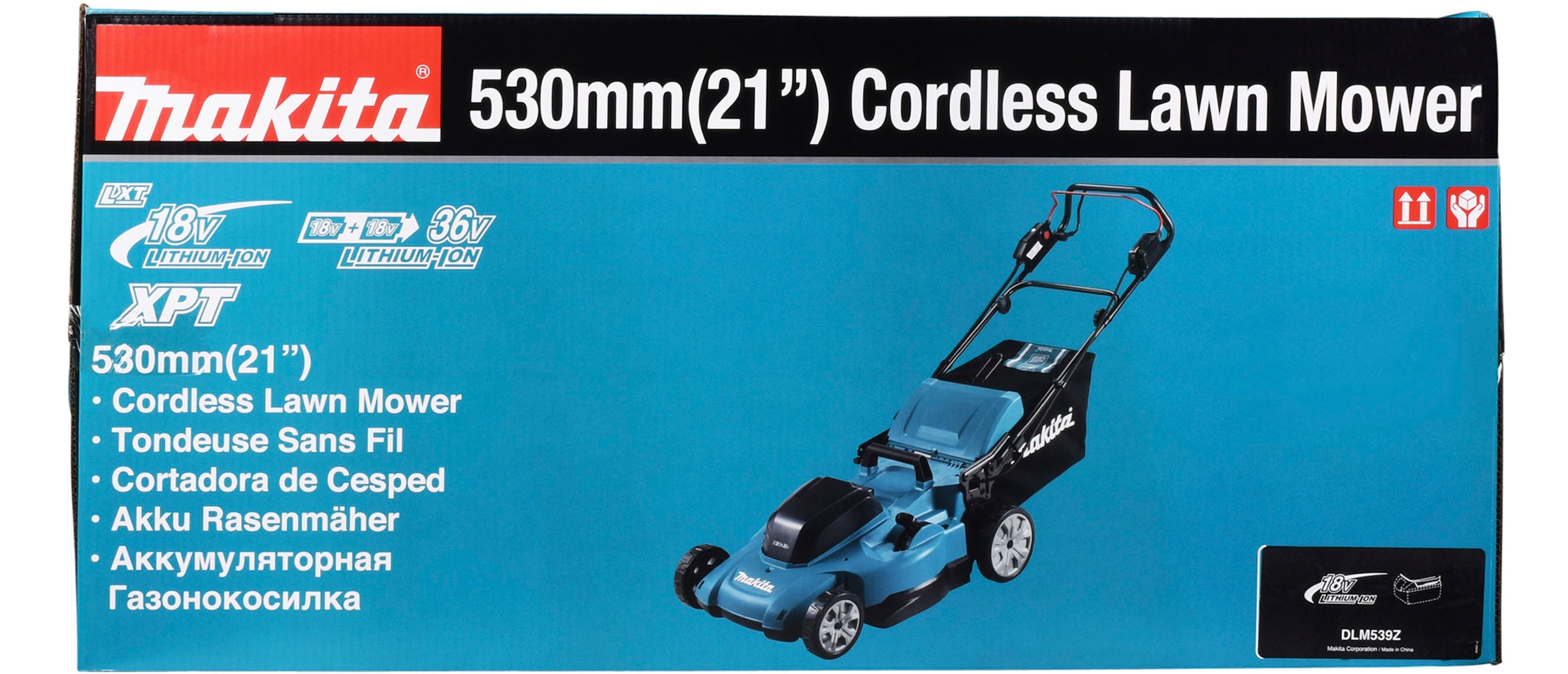 Makita Akkurasenmäher »»DLM539Z««, Ohne Akku und Ladegerät,2x18V, 53 cm, 70 l