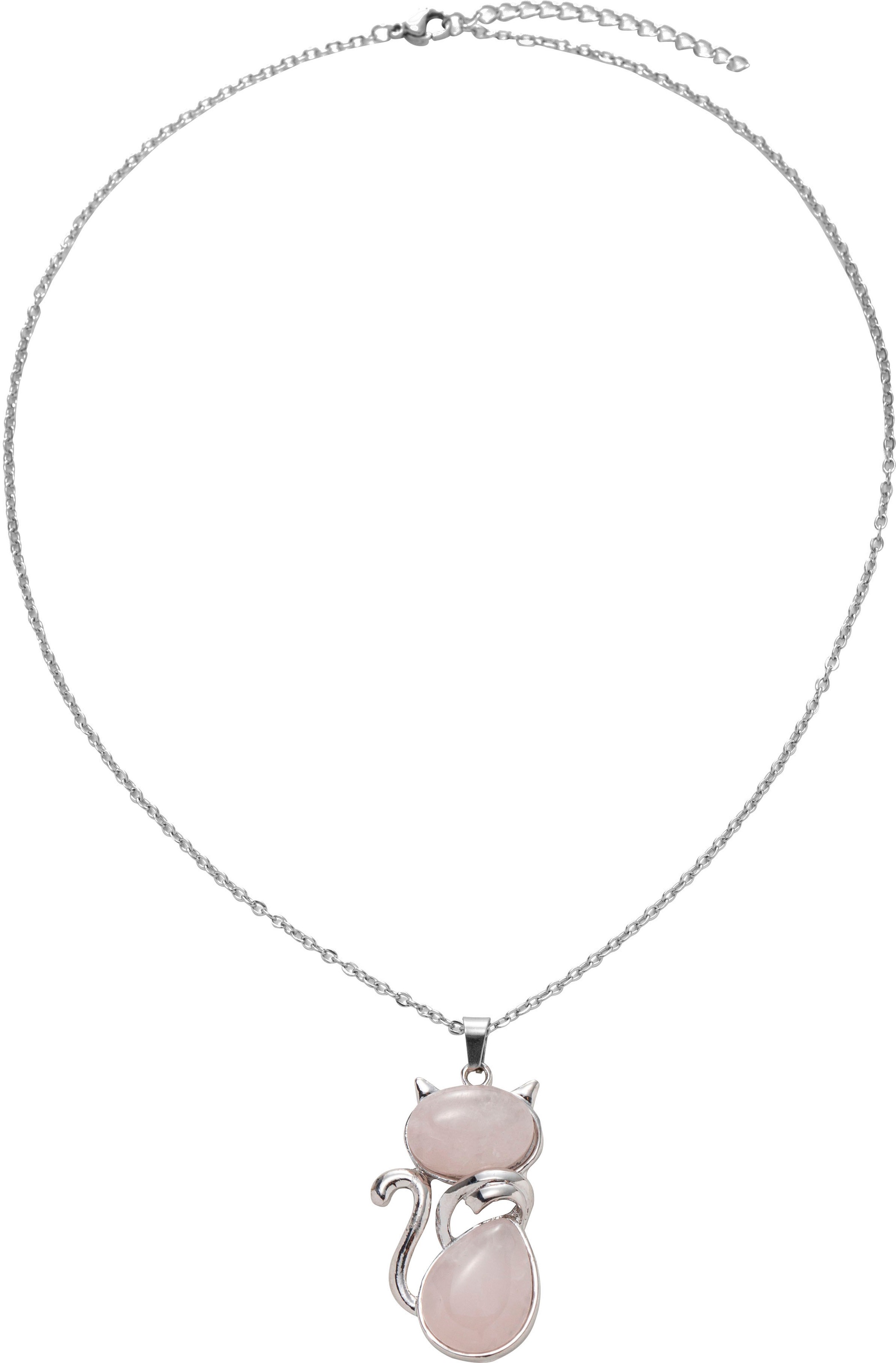 Firetti Kette mit Anhänger »Schmuck Geschenk Edelstahl Halsschmuck Halskette Ankerkette Katze«, Made in Germany - mit Rosenquarz
