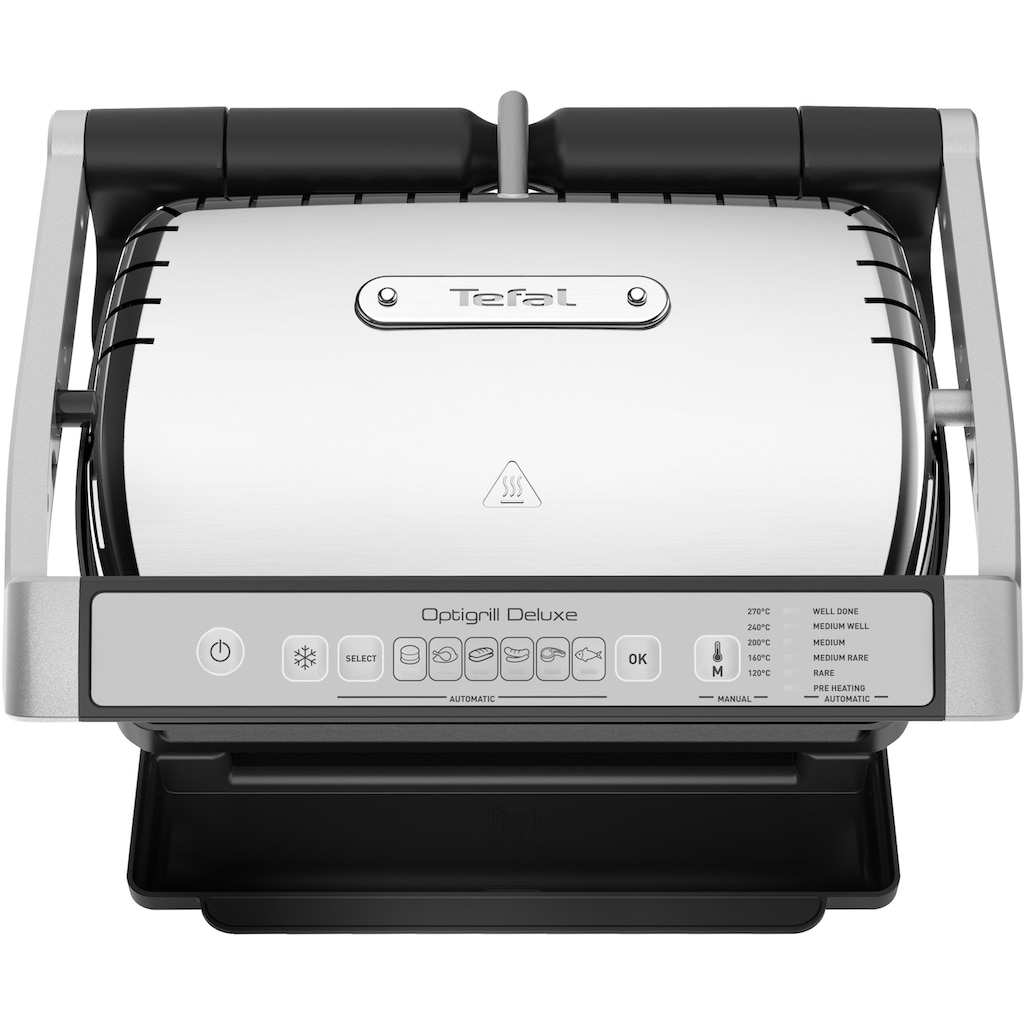 Tefal Kontaktgrill »GC707D OptiGrill Deluxe«, 2000 W, 6 Programme, Auftaufunktion, 5 Garstufen, spülmaschinenfeste Platten