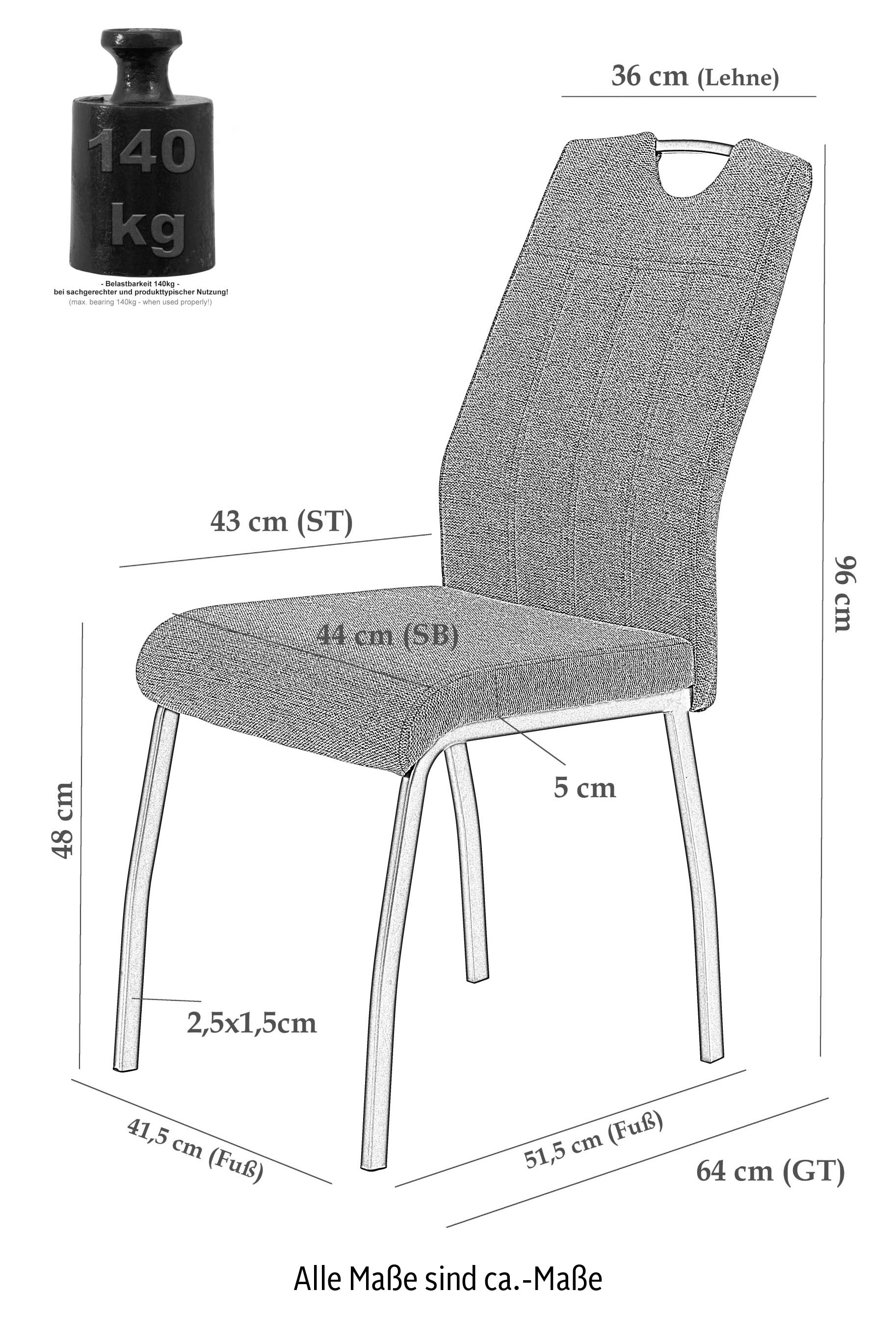 HELA Esszimmerstuhl »ELIF«, (Set), 2 St., Webstoff, 140 Kg Belastbar, Küchenstuhl