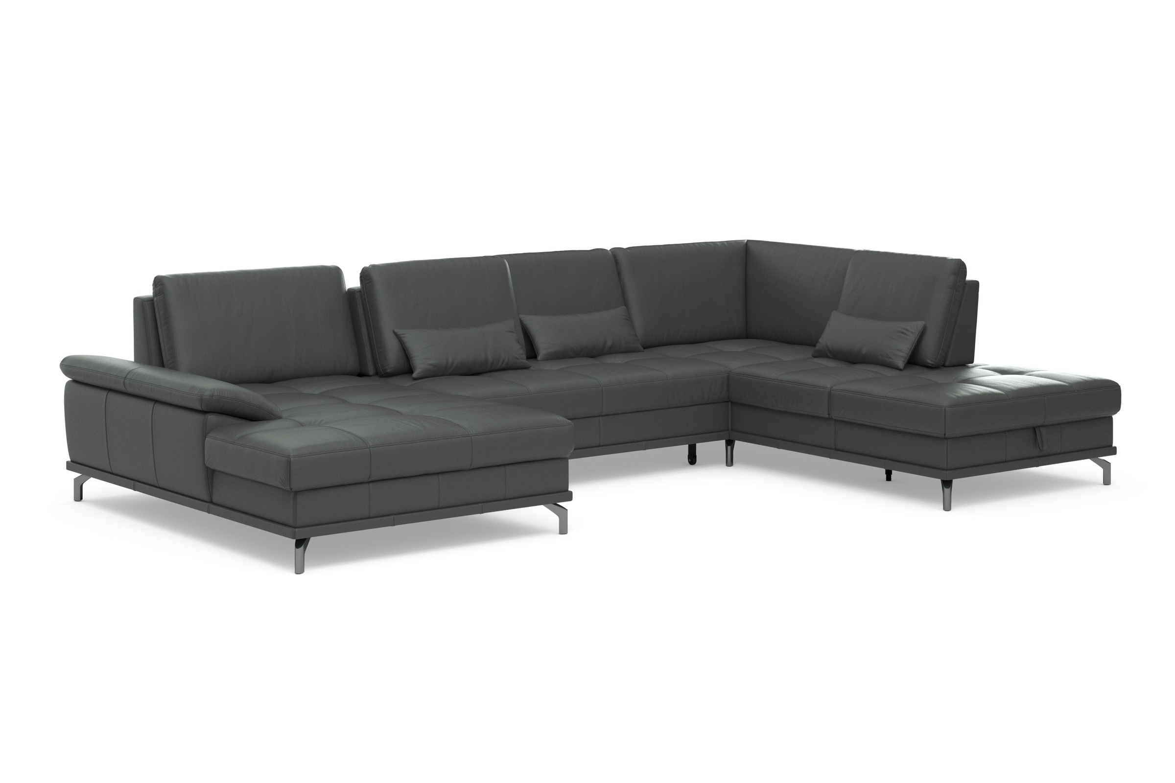 Places of Style Wohnlandschaft »Costello U-Form, B: 363 cm mit Sitztiefen-, Armteilverstellung &«, 3 Nierenkissen, optional Bettfunktion & Bettkasten
