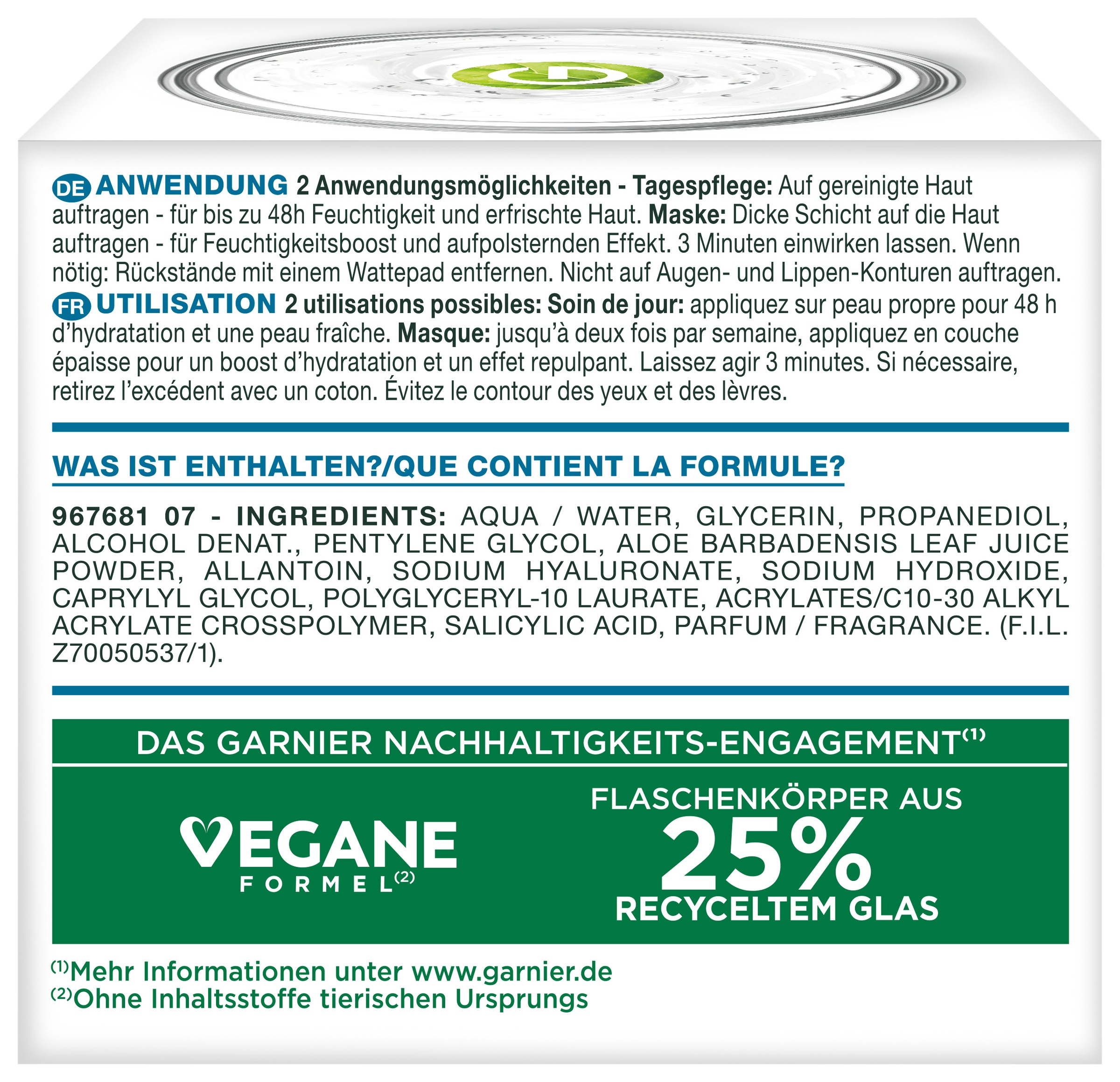 GARNIER Gesichtsgel »Garnier Hyaluron Barrier Repair Gel-Creme« feuchtigkeitsspendend, schützt und pflegt