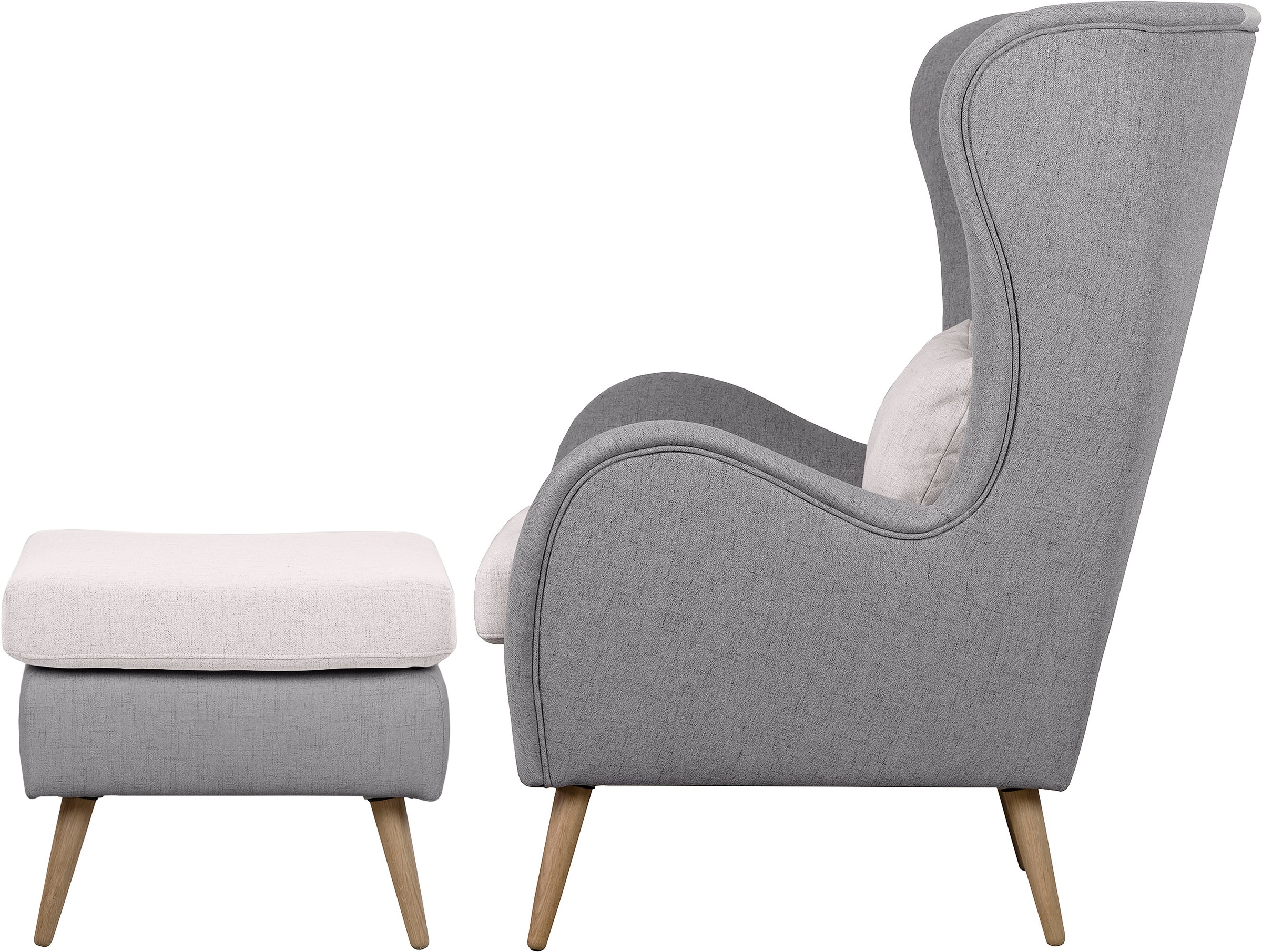 Guido Maria Kretschmer Home&Living Sessel »Salla Bezug Bouclé oder Struktur fein, Ohrensessel«, wahlweise mit oder ohne Hocker; großer Sessel: Maße B/T/H: 78/94/118cm