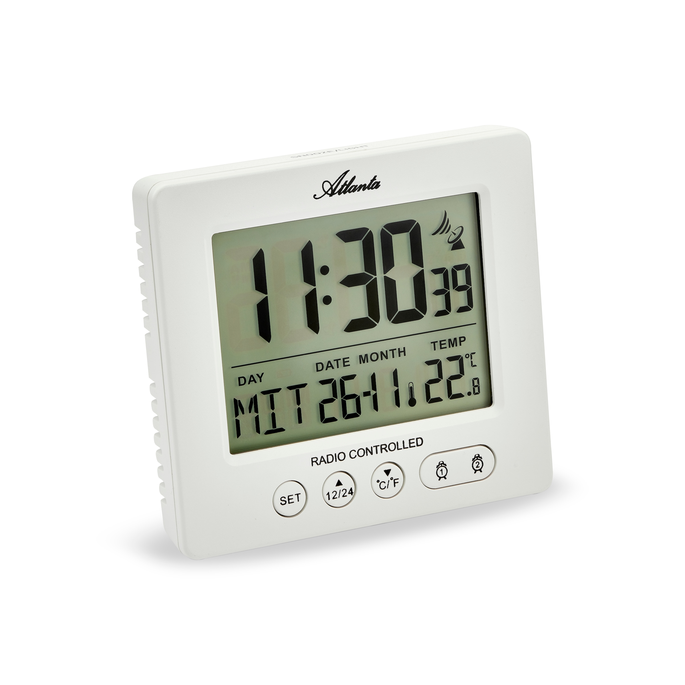 Atlanta Funkwecker Digitalwecker,Beleuchtung,Weckwiederholung,Geschenk,Innentemperatur