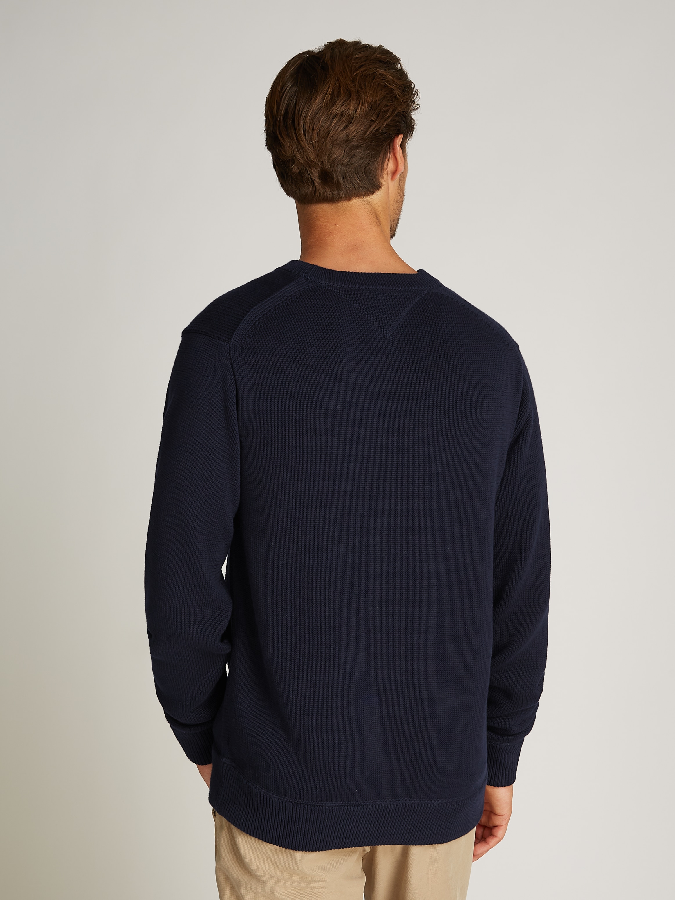 Tommy Hilfiger Strickpullover »CHUNKY COTTON C NECK«, mit Logosrickerei