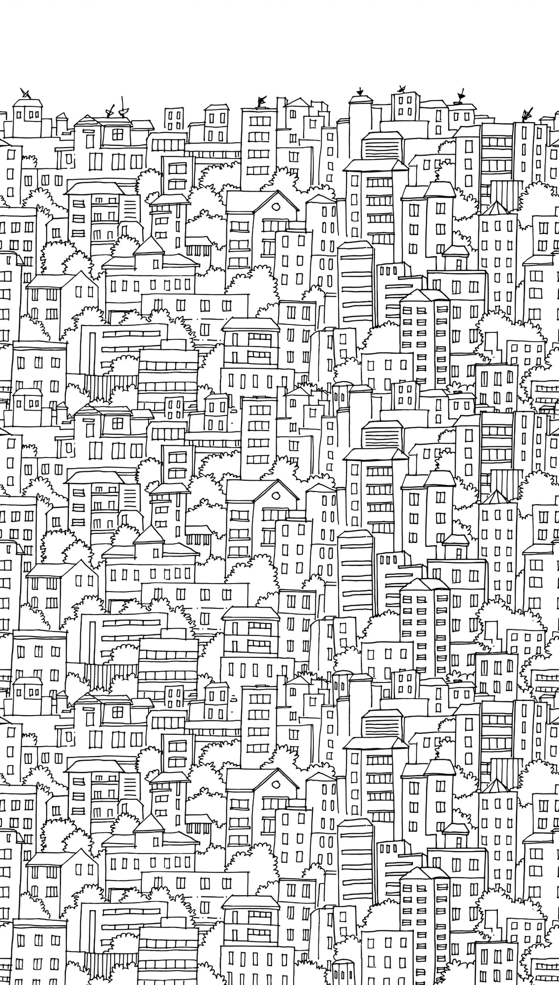 living walls Fototapete »THE WALL III Tapete mit Häusern Motivtapete Zeichnung Kunst«, matt, Vliestapete Kinderzimmer für Schlafzimmer Küche Wohnzimmer Häuser Flur