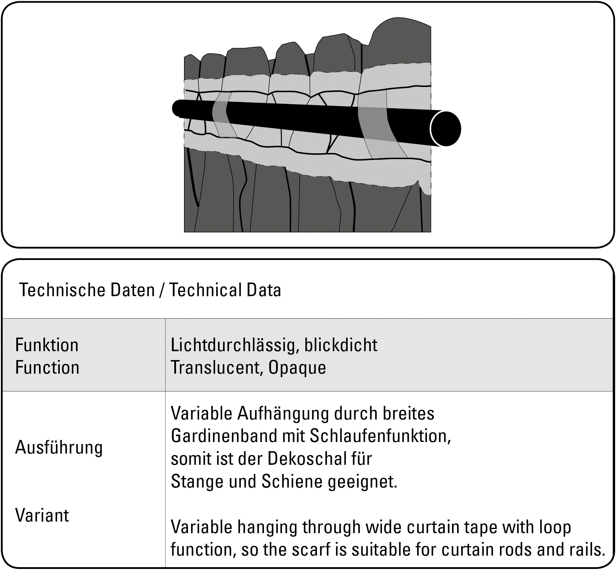 Gardine »Schal Blockstreifen«, (1 St.), mit Gardinenband und verdeckten Schlaufen