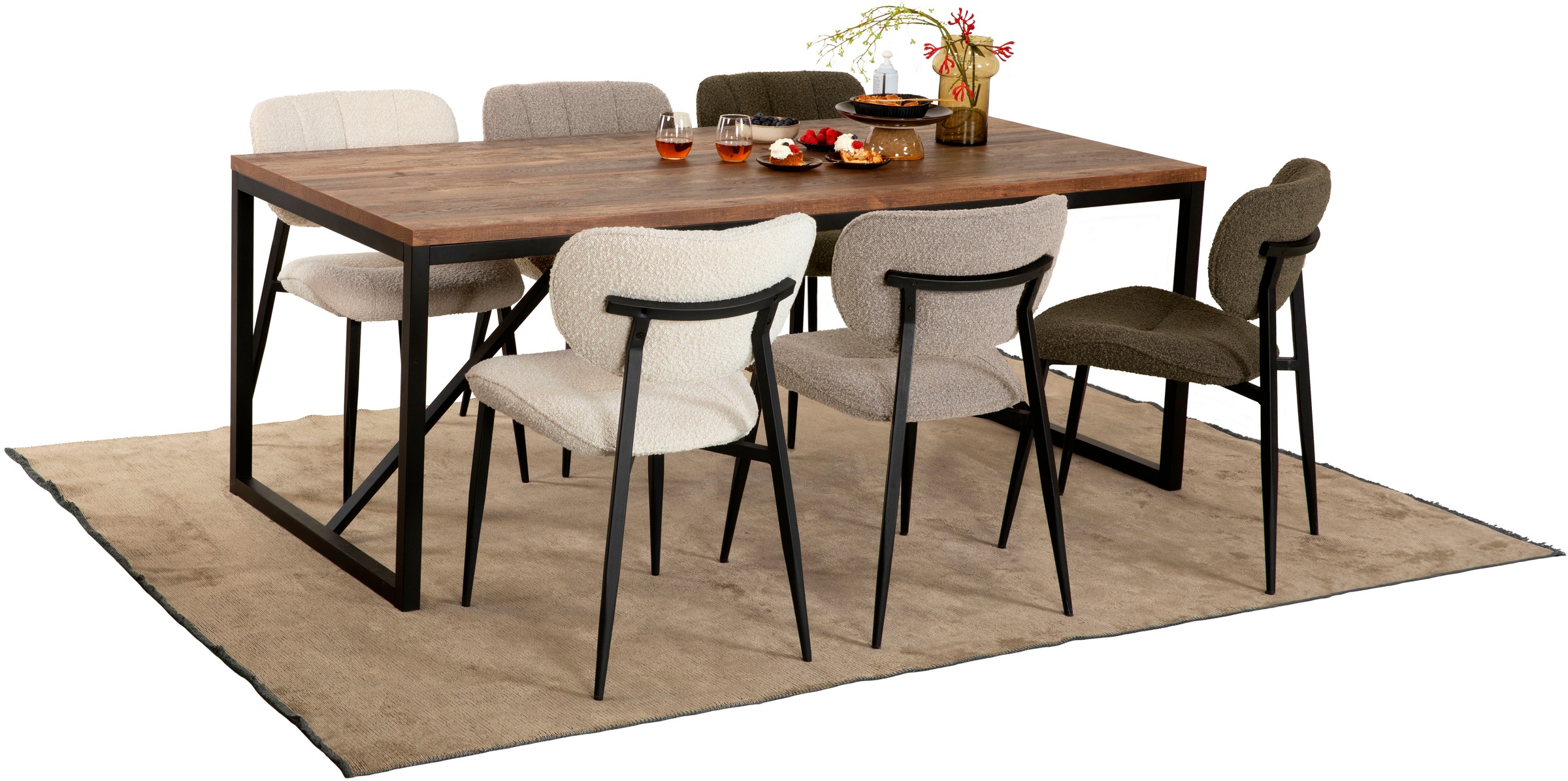 OMG Design Esszimmerstuhl »Joe«, (Set), 1 St., Stoff, moderner Bouclé Bezug, bequem gepolstert, Küchenstuhl