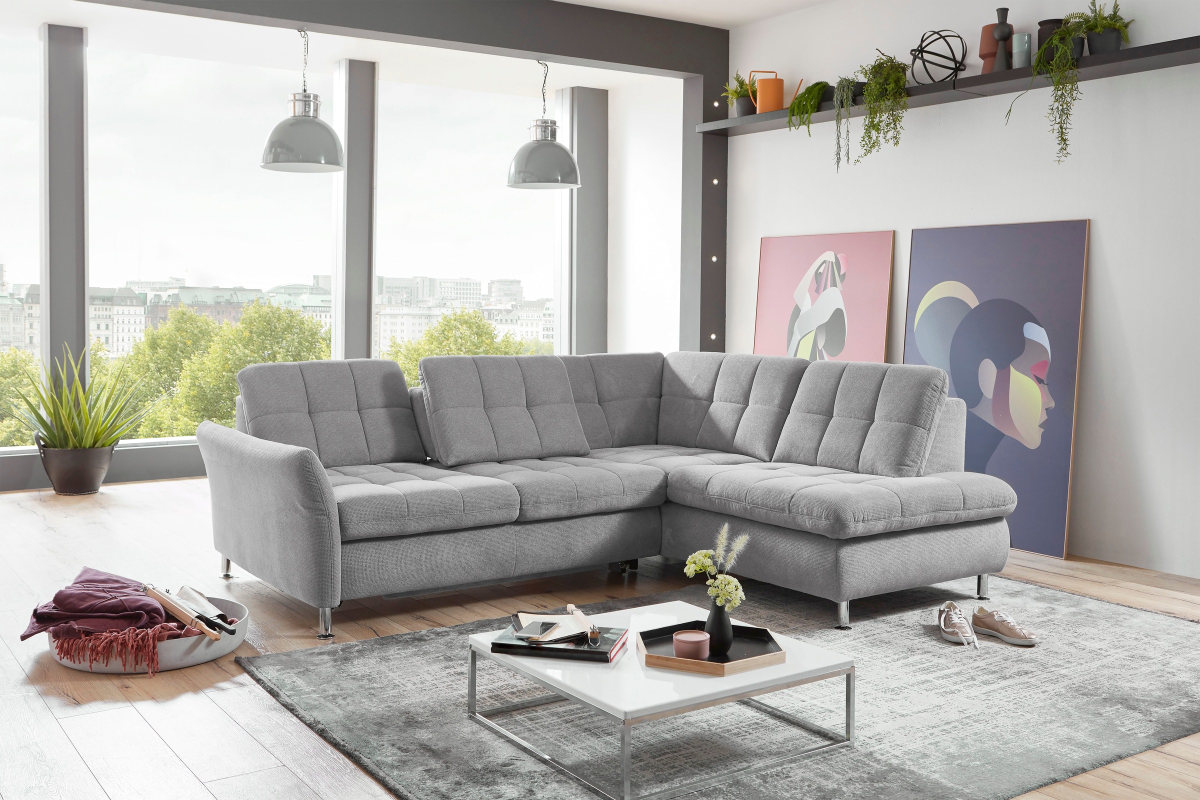 Die PlanBar Ecksofa »MP-IN20016 L-Form mit Kaltschaum-Polsterung«, wahlweise mit Kopfstützen und Bettfunktion, mit Kaltschaum-Polsterung