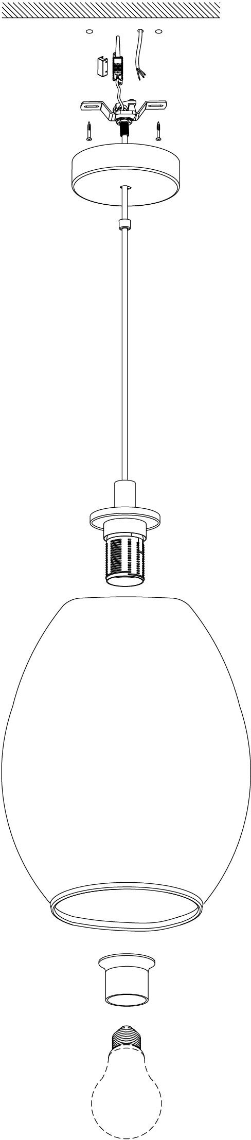 EGLO Hängeleuchte »CADAQUES Pendellampe, E27, IP20, Stahl und Glas, Esstischlampe, Lampe«, 1 flammig, Leuchtmittel E27 | ohne Leuchtmittel, Hängelampe für Esszimmer, Küche oder Wohnzimmer