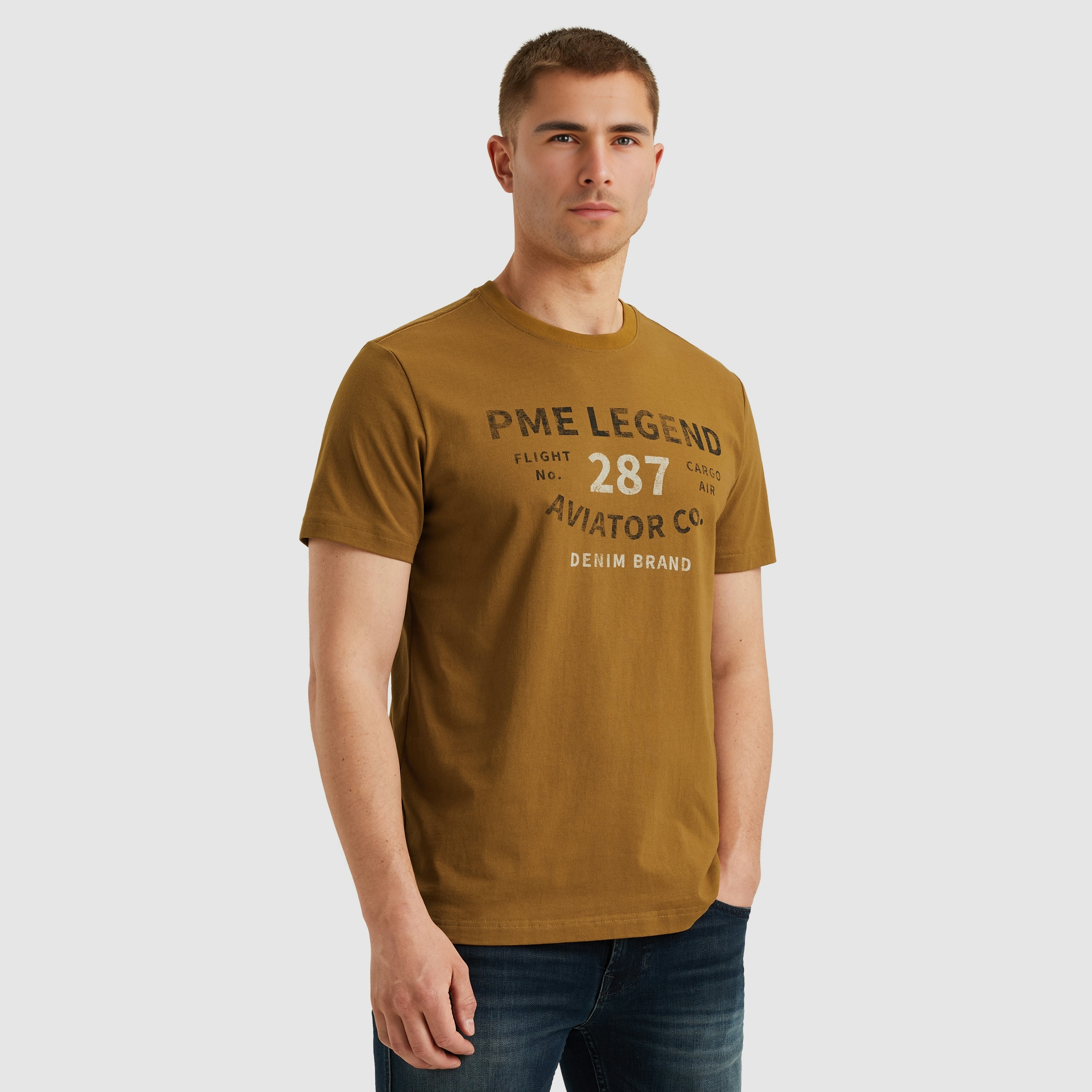 PME LEGEND T-Shirt »Short sleeve r-neck open end jersey« mit Logo-Print