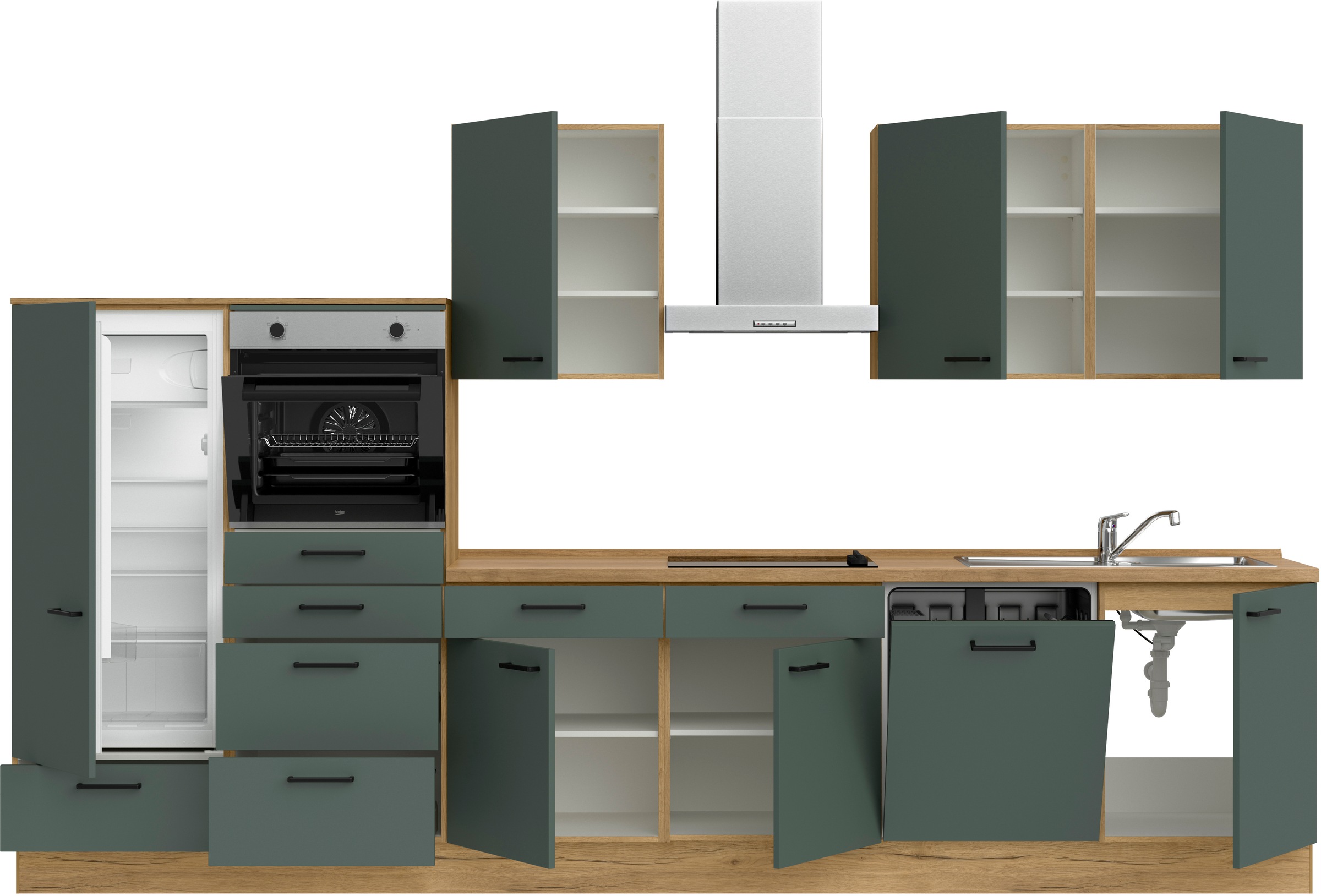 nobilia® Küchenzeile »"Easytouch I"«, vormontiert, Ausrichtung wählbar, Breite 360 cm, wahlw. mit E-Geräten