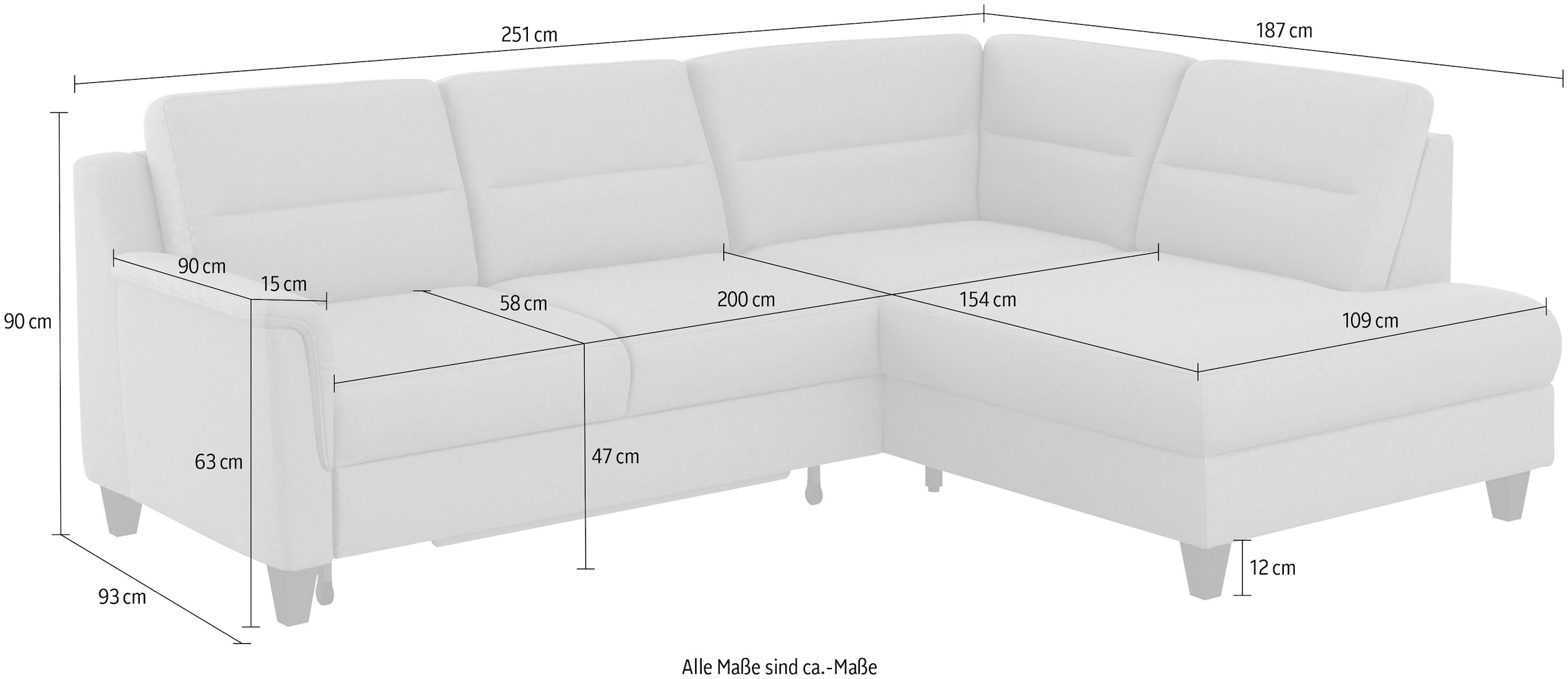 sit&more Ecksofa »Farö L-Form«, inklusive Federkern, wahlweise mit Bettfunktion und Bettkasten