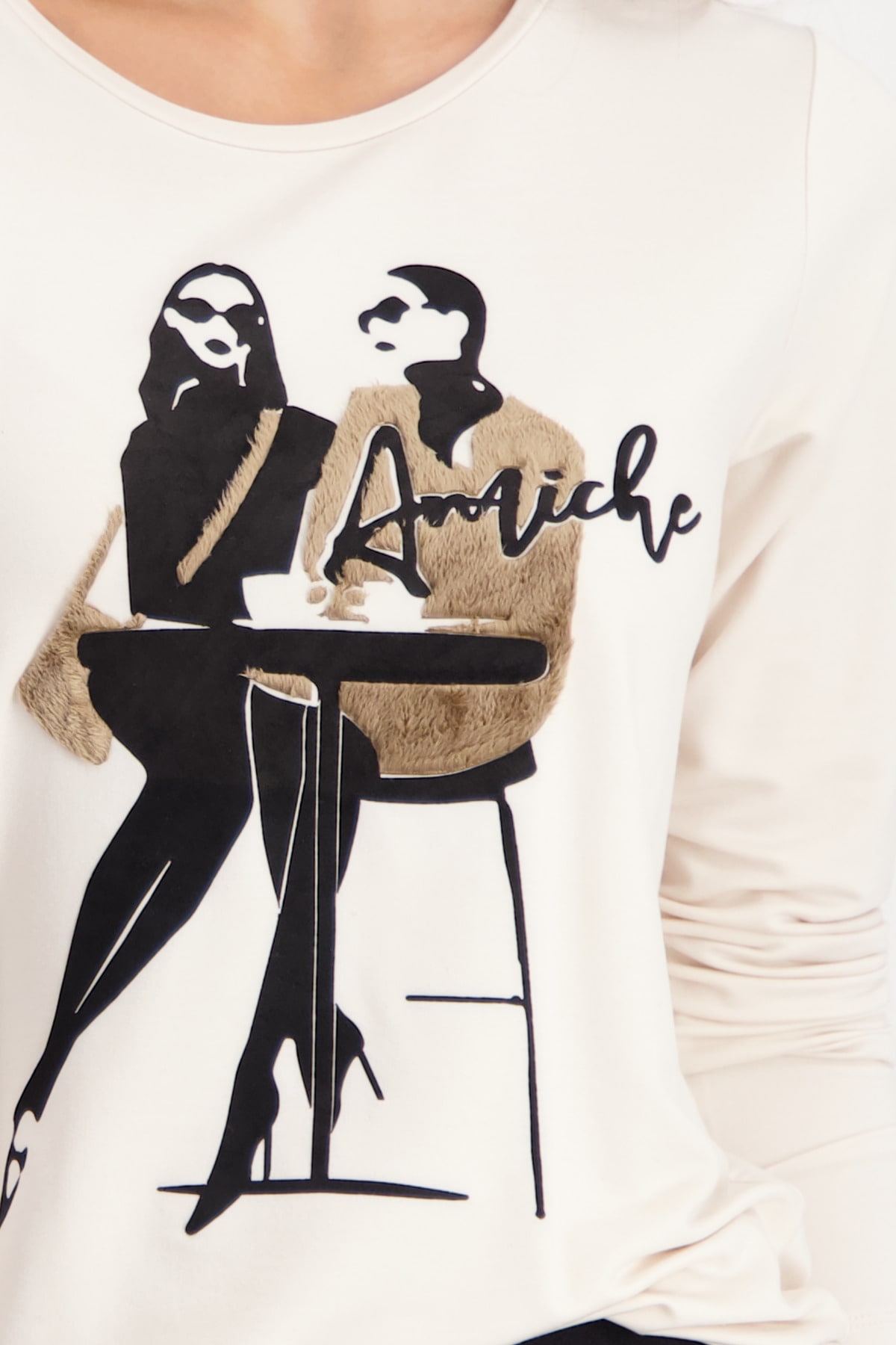 Monari Langarmshirt »Shirt Frauen Café« Regular fit mit Rundhalsausschnitt