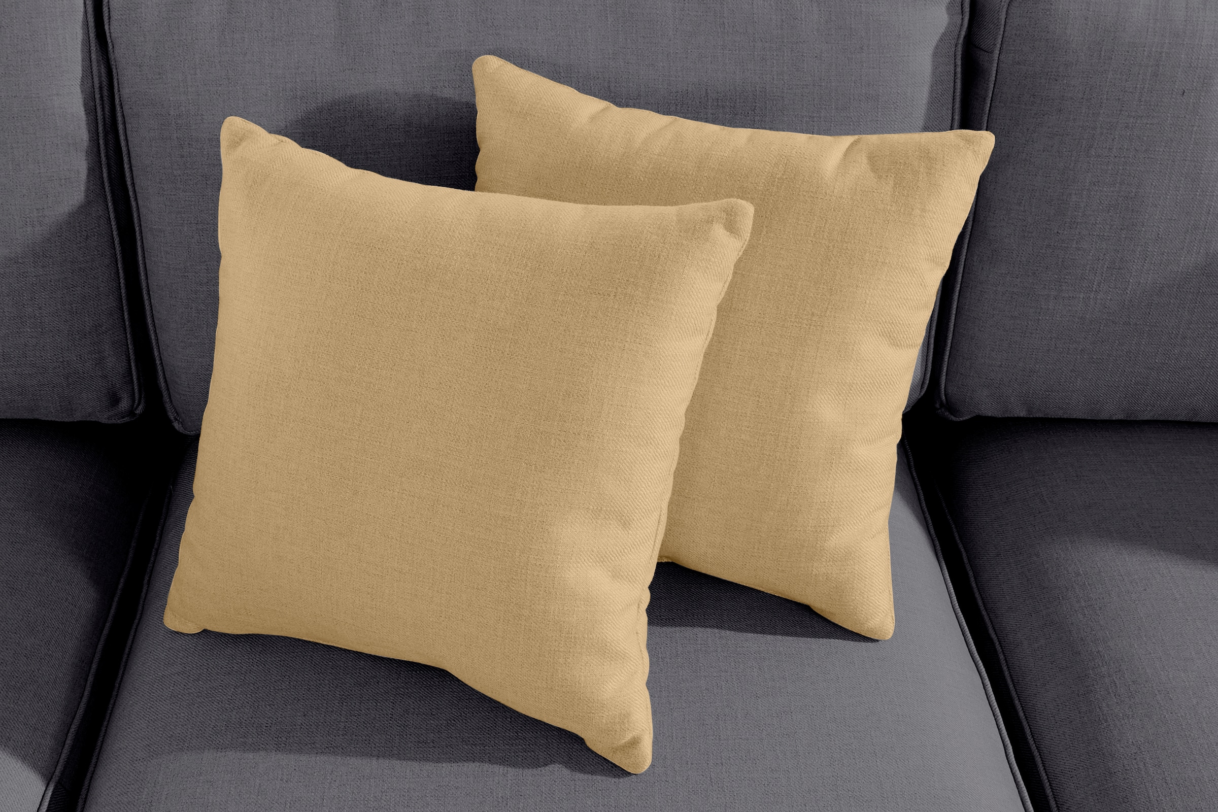 Home affaire Ecksofa »Broughton L-Form«, weicher Sitzkomfort, incl. 4 Zierkissen, Keder
