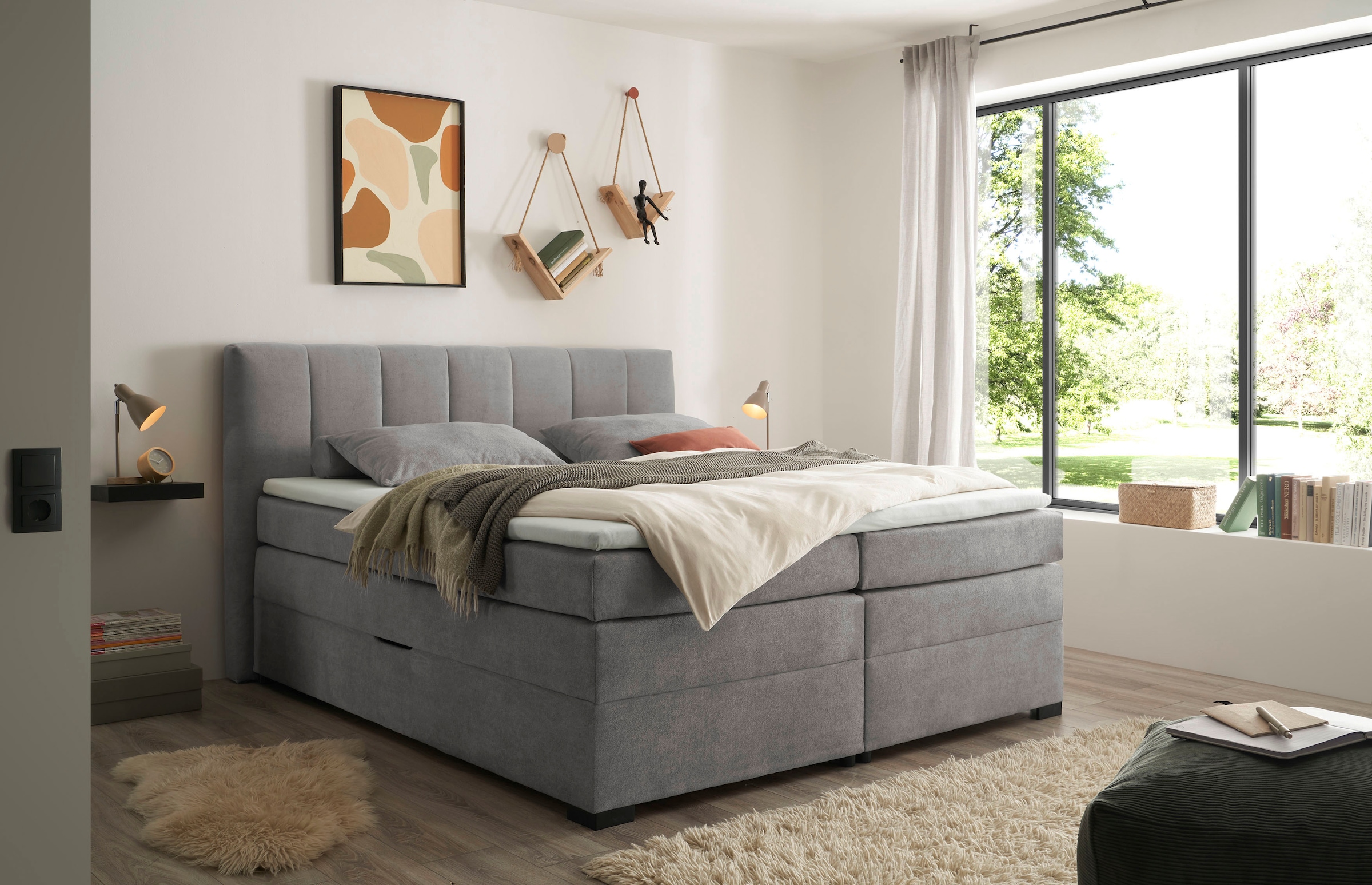 ED EXCITING DESIGN Boxspringbett »Pescara in der Breite 180cm, inkl. Bettka günstig online kaufen