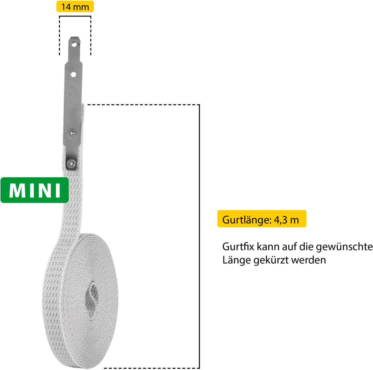 SCHELLENBERG Reparatur-Set »Rollladen Gurtfix für das Rollladensystem Mini«, für alte Gurtbänder in unterschiedlichen Farben, 14 mm x 4,3 m