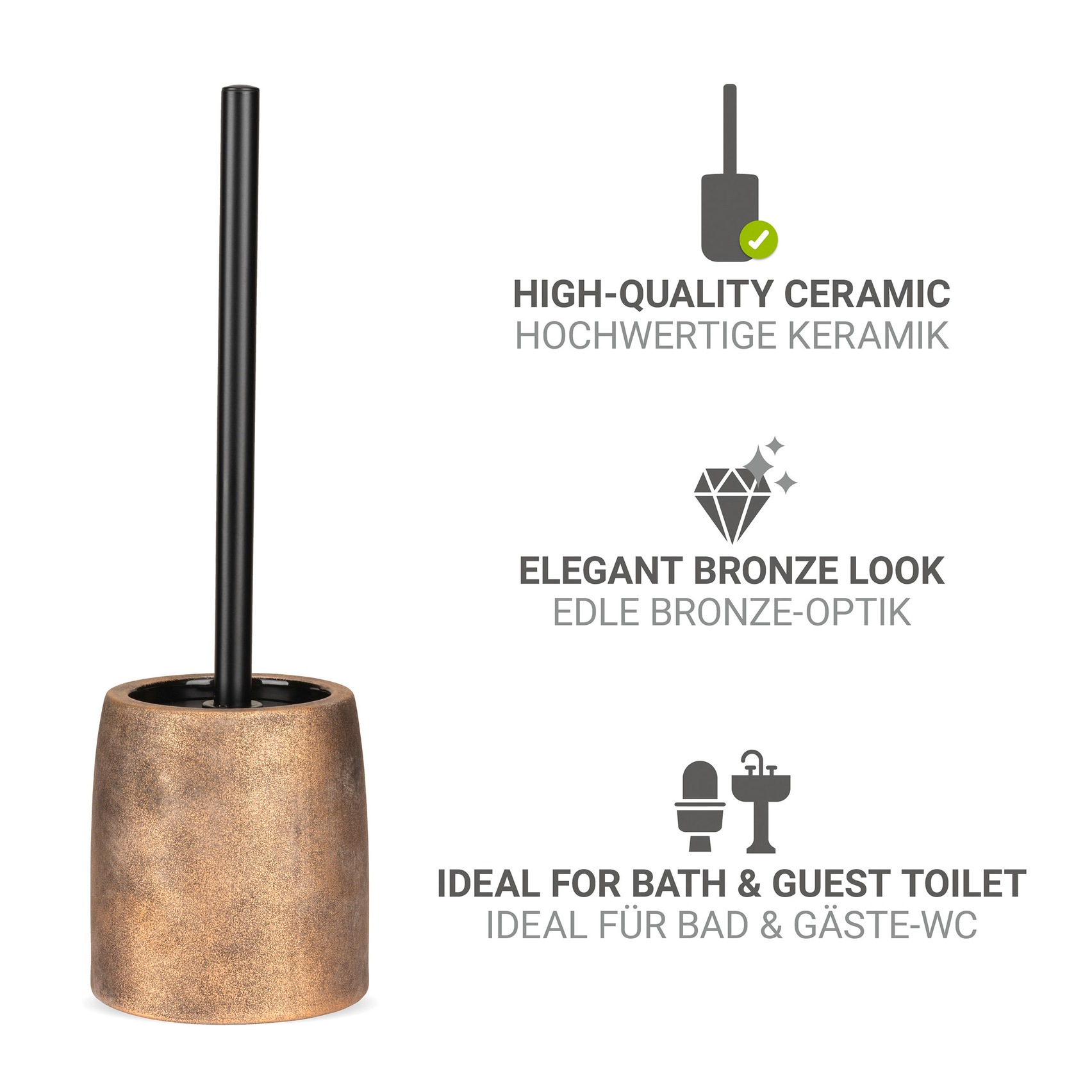 WENKO WC-Garnitur »Tremea« aus Edelstahl | Keramik | Kunststoff Keramik in bronze matt, Toilettenbürste mit Kunststoffabdeckung