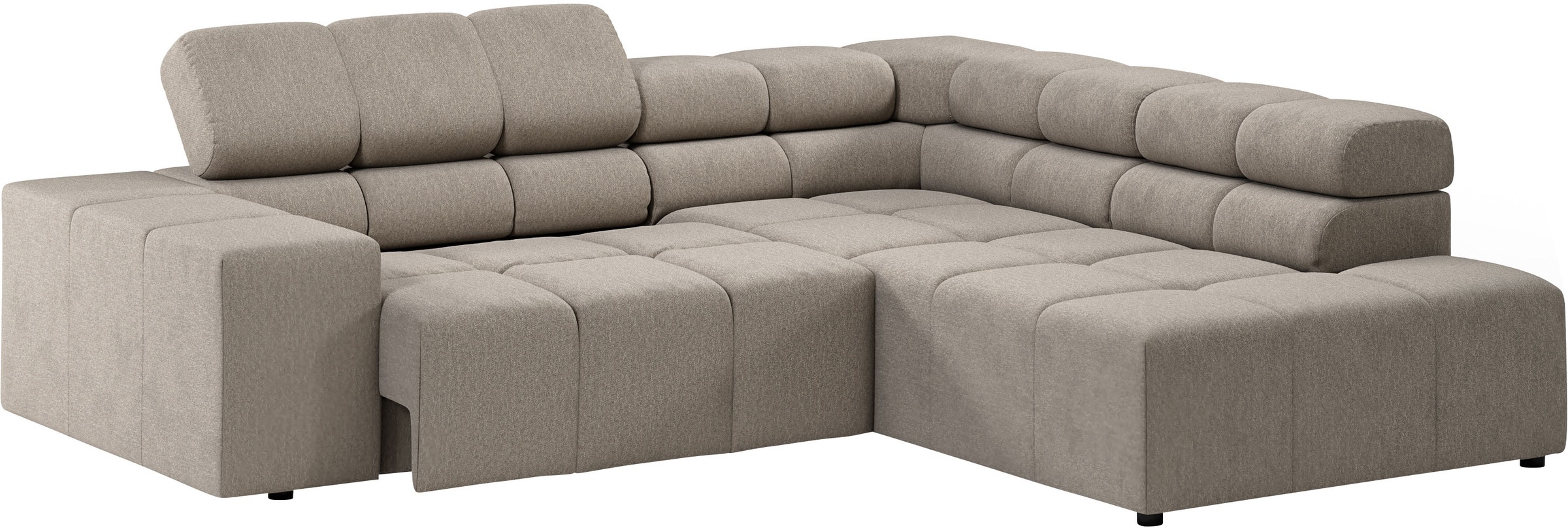INOSIGN Ecksofa »Ancona, incl. Kopfteilverstellung + 3 Zierkissen, L-Form, bequem«, wahlweise motorische Sitztiefenverstellung, B/T(H: 249/215/70 cm