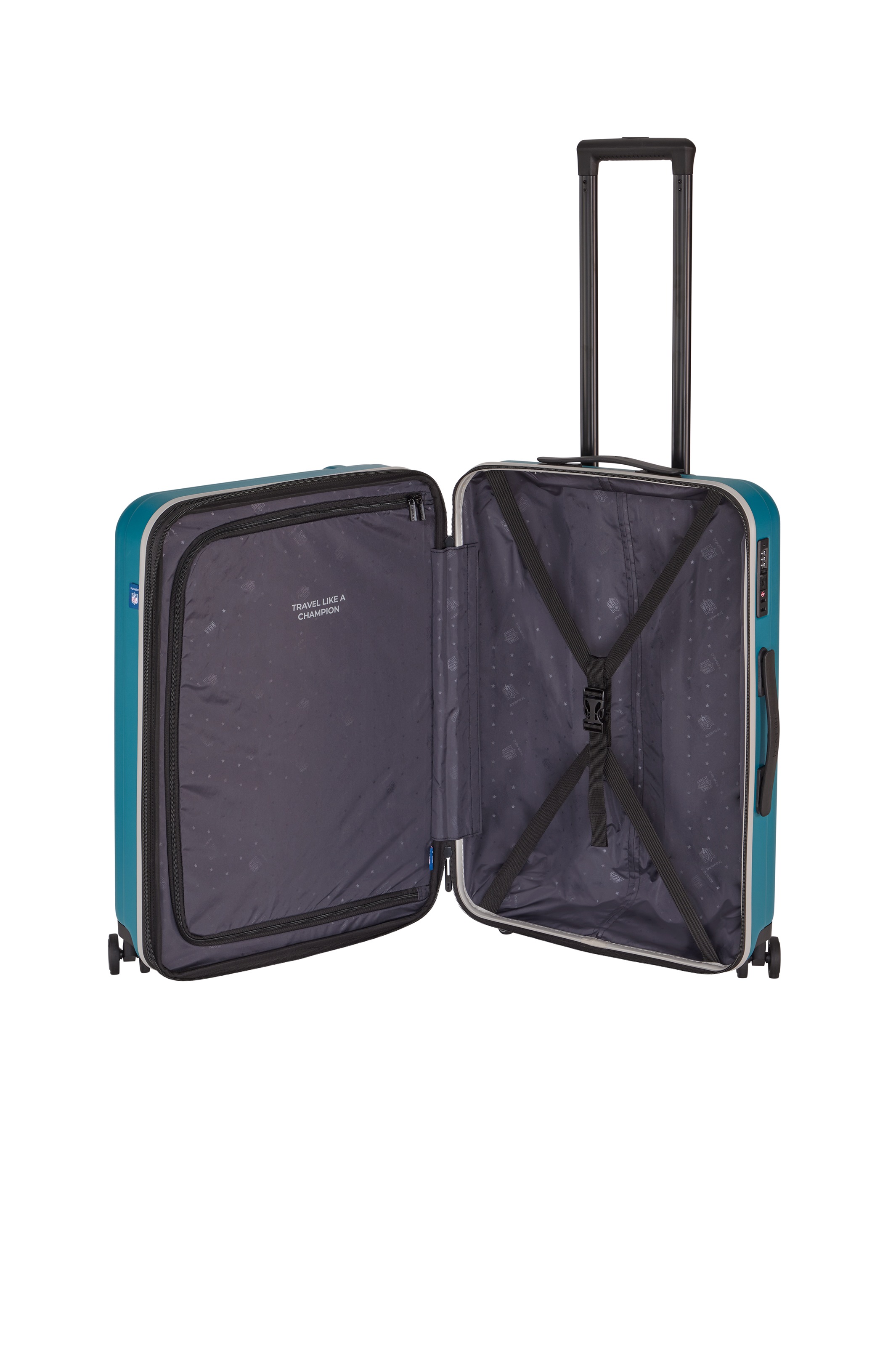 travelite Trolley »travelite x NFL Koffer Hartschale« 69 l 4 Rollen mit TSA-Schloss und 4 Doppelrollen – offizielles NFL-Teamdesign