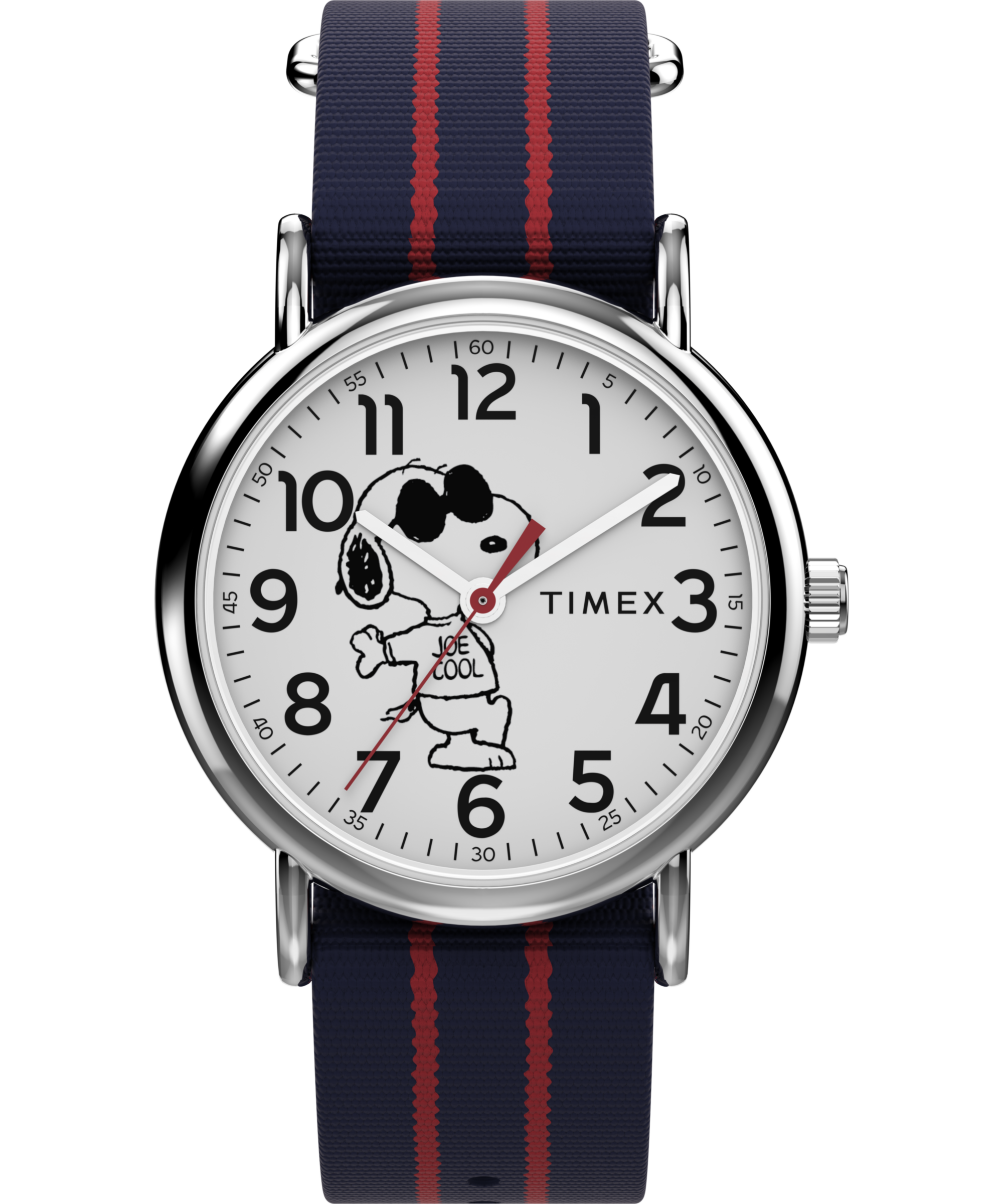 TIMEX Quarzuhr »x PEANUTS WEEKENDER« Armbanduhr, Damenuhr, Textilarmband, analog blau-rot Armbanduhr für Damen