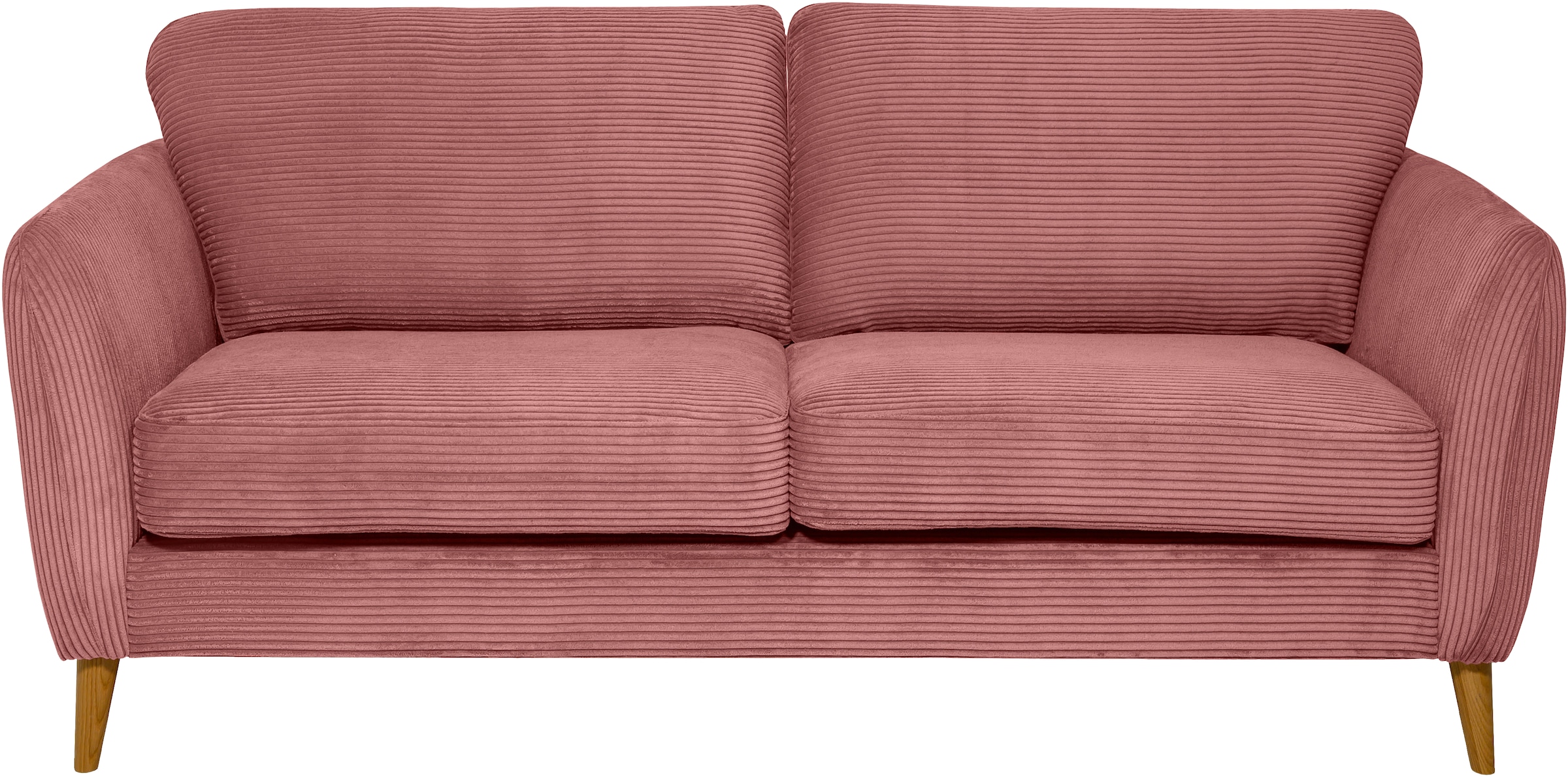 Home affaire 2-Sitzer »MARSEILLE Kompaktsofa 170 cm, Cord, Flachgewebe, Struktur, Webstoff«, Massivholzbeine Eiche, Landhausstil, Wellenunterfederung