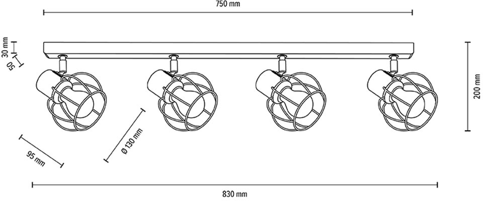 BRITOP LIGHTING Deckenleuchte »Phiphi«, 4 flammig, Leuchtmittel E27 | ohne Leuchtmittel-Leuchtmittel wechselbar, Dekorative Leuchte aus Metall, passende LM E27 / exkl., Made in Europe